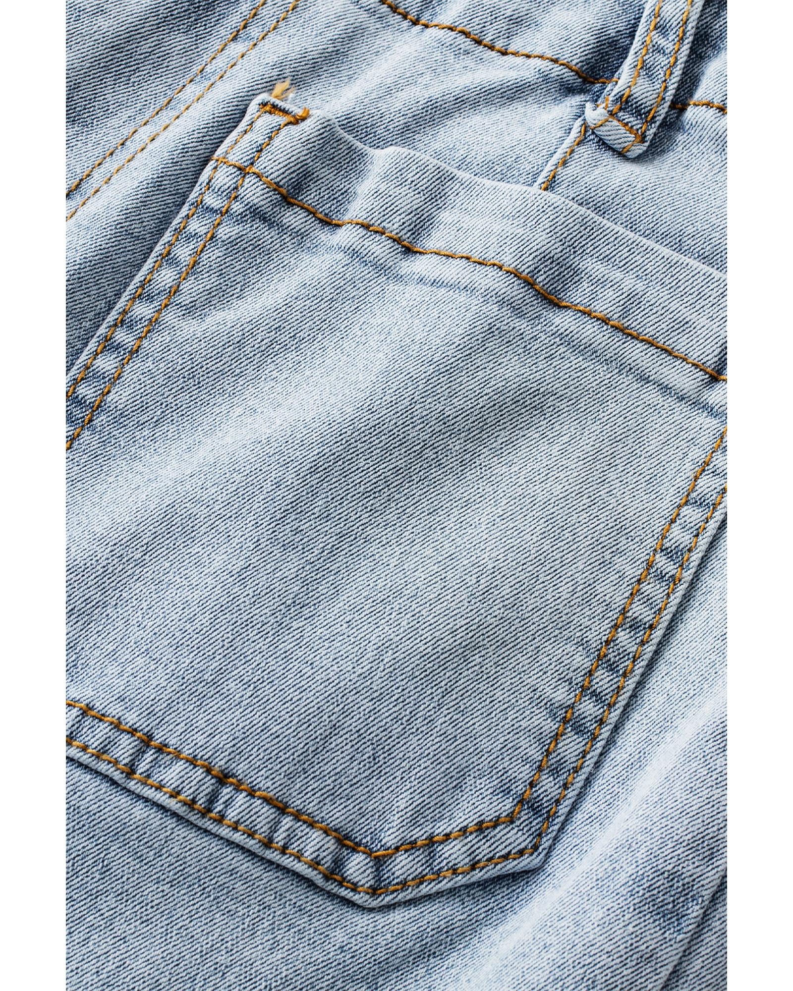 Beau Blue Acid Wash Contrast Edge Pocketed Cropped Jeans - 16 US 7