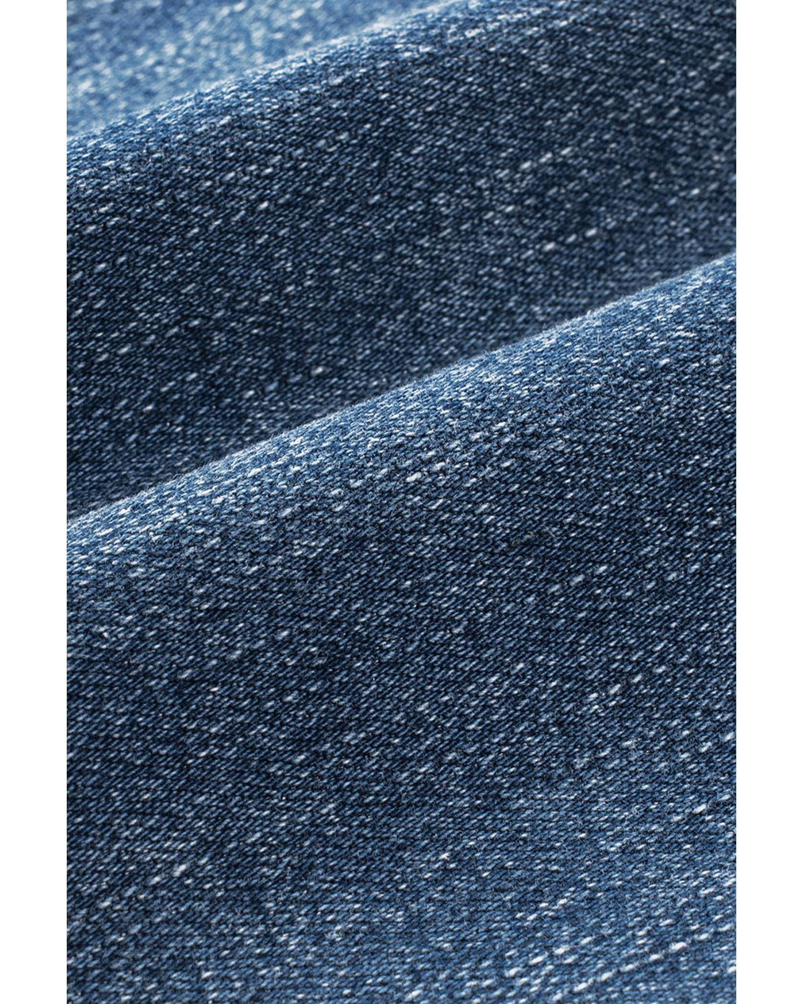 Sky Blue Sequin American Flag Star Graphic Distressed Straight Jeans - 8 US 3