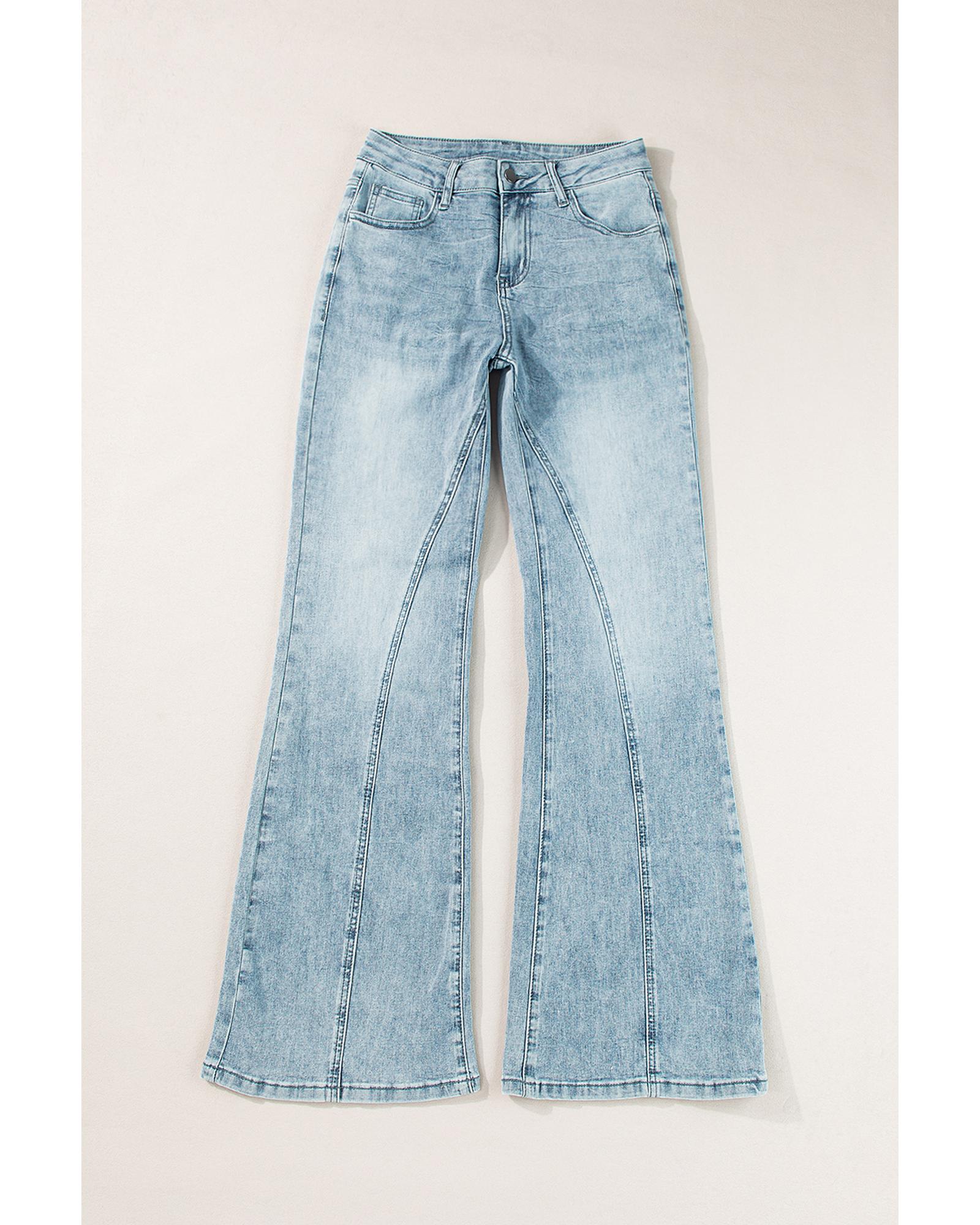Dusk Blue Acid Wash Extra Wide Leg High Waist Long Jeans - 10 US 5