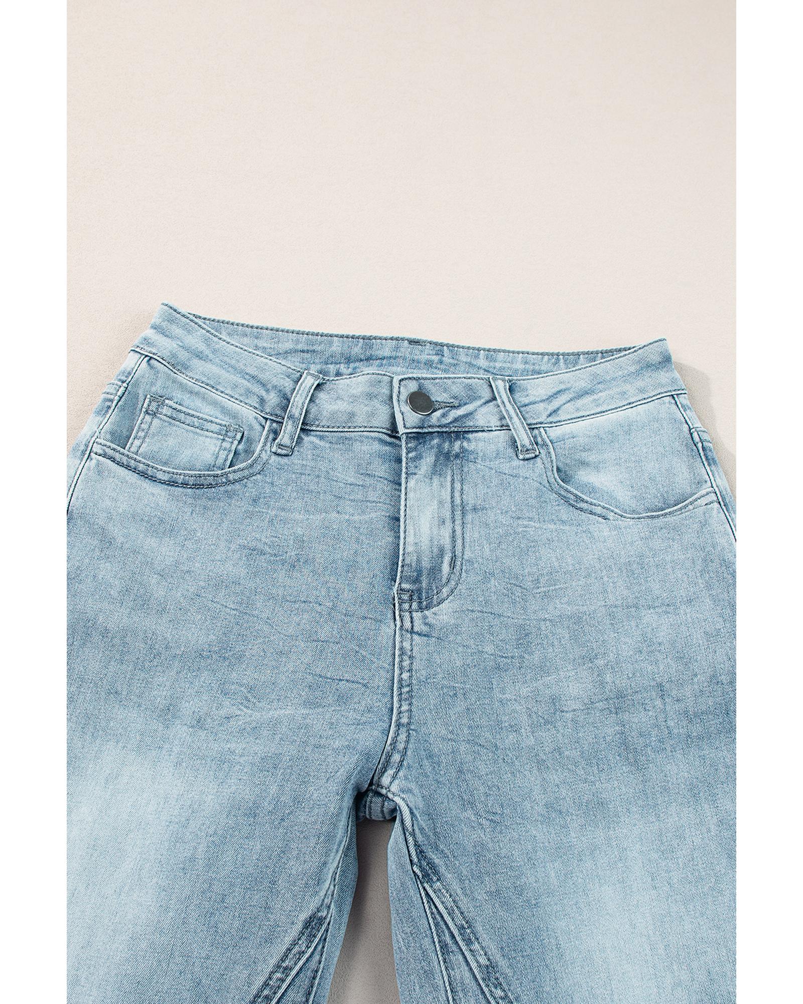 Dusk Blue Acid Wash Extra Wide Leg High Waist Long Jeans - 10 US 6