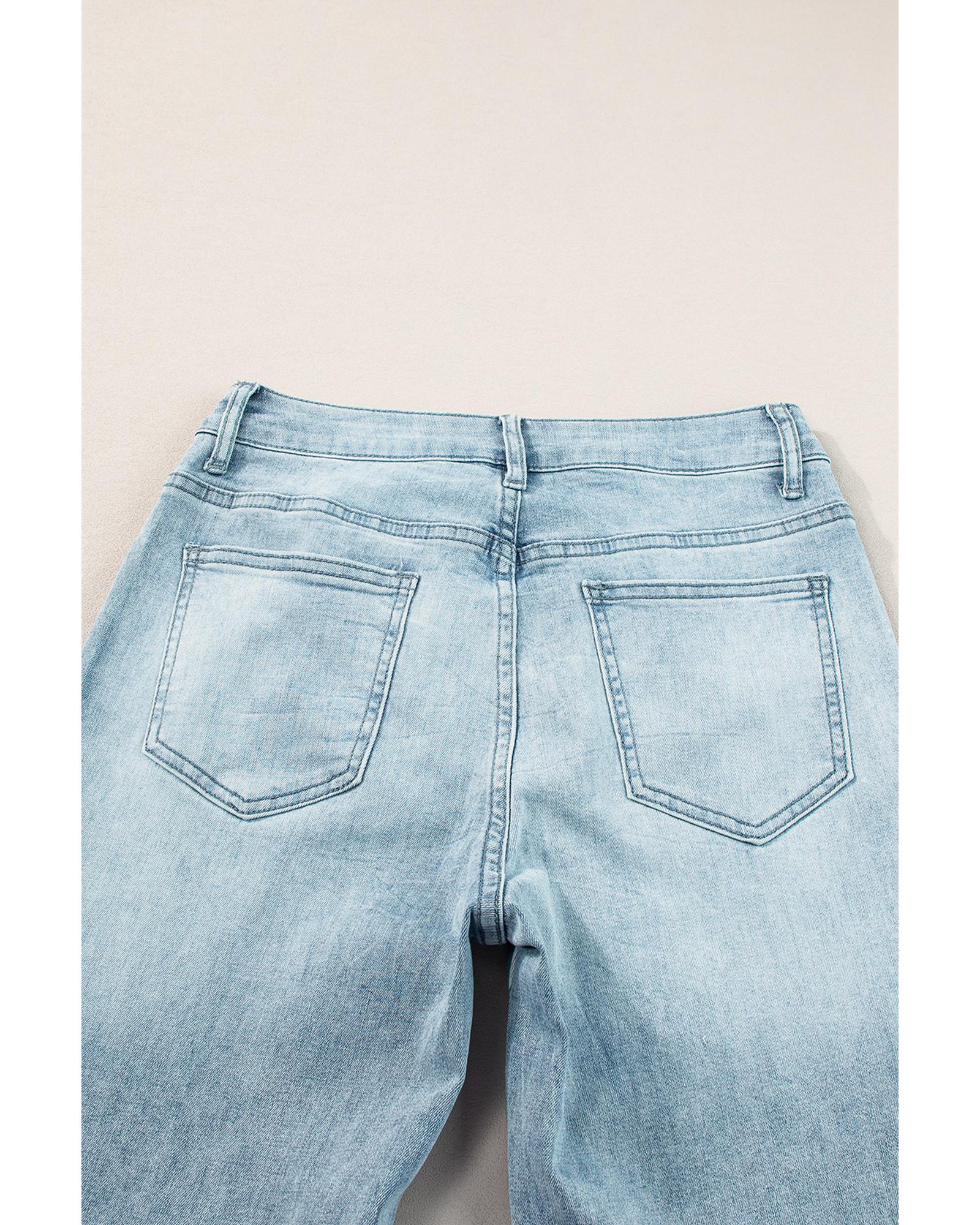 Dusk Blue Acid Wash Extra Wide Leg High Waist Long Jeans - 10 US 8