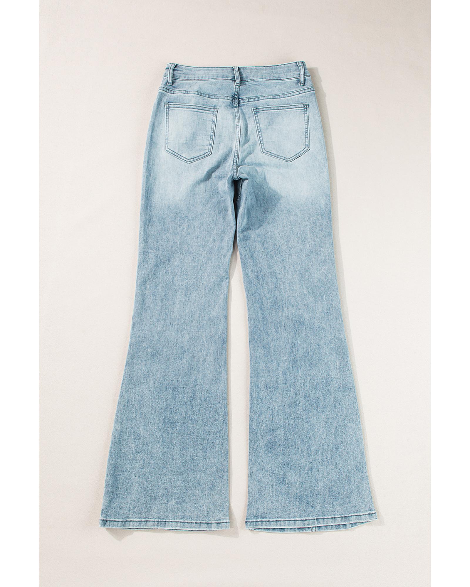 Dusk Blue Acid Wash Extra Wide Leg High Waist Long Jeans - 14 US 3