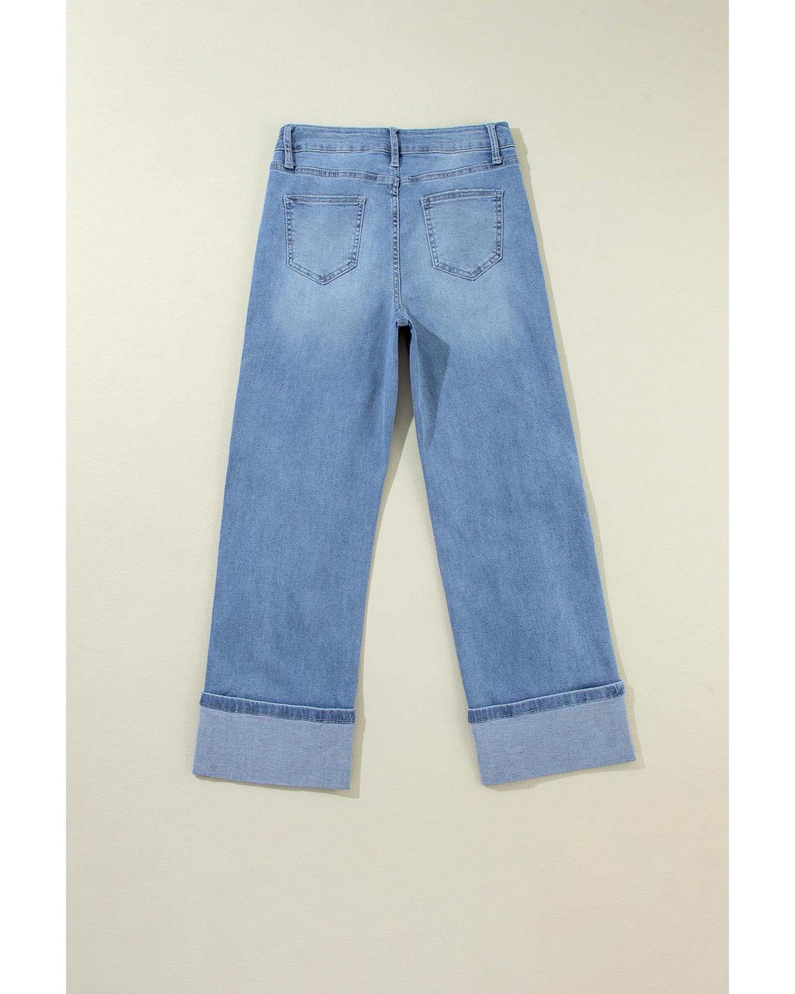 Dusk Blue High Rise Asymmetric Button Zip Fly Ripped Jeans - 12 US 8