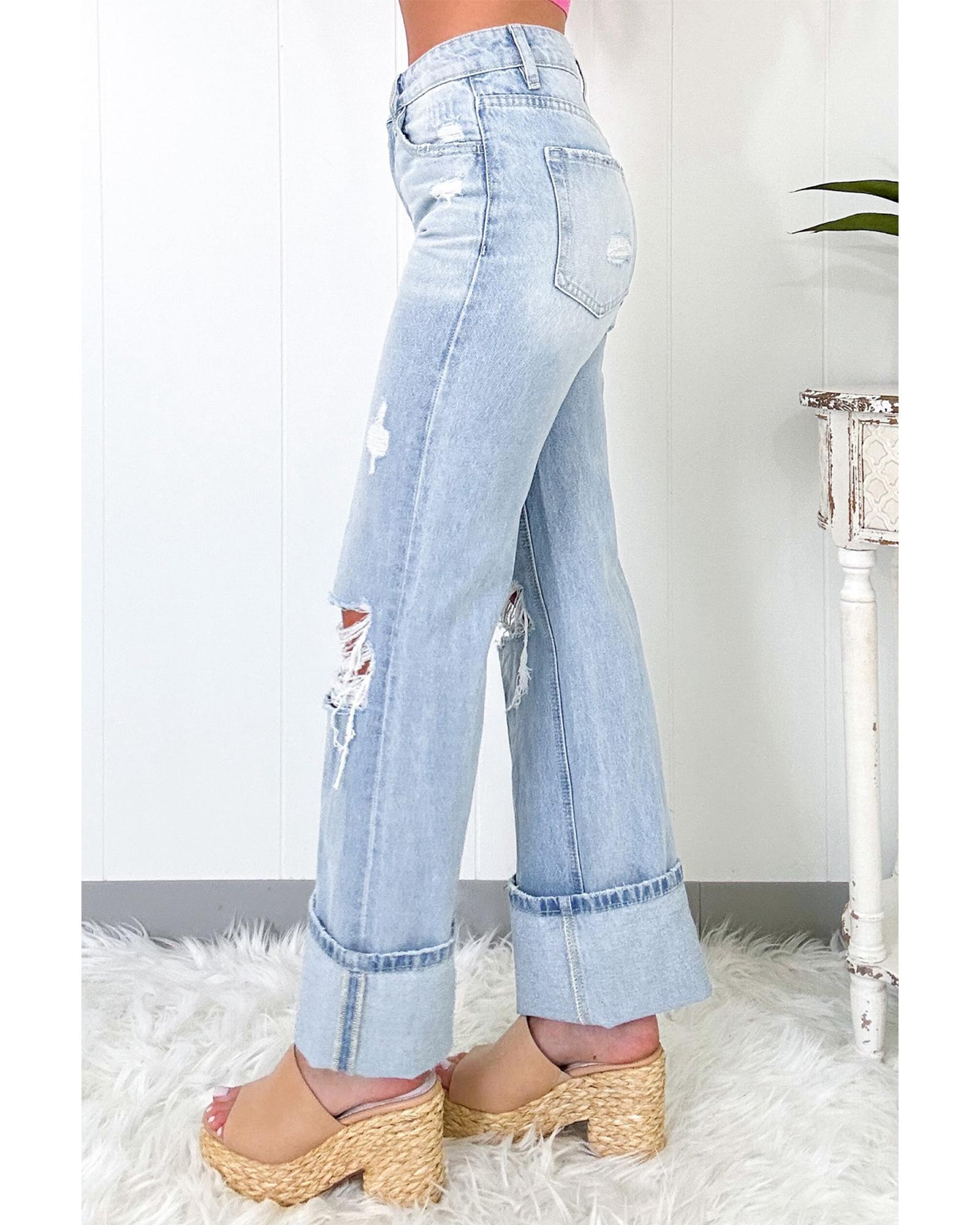 Beau Blue Light Wash Distressed Flare Jeans - 12 US 3