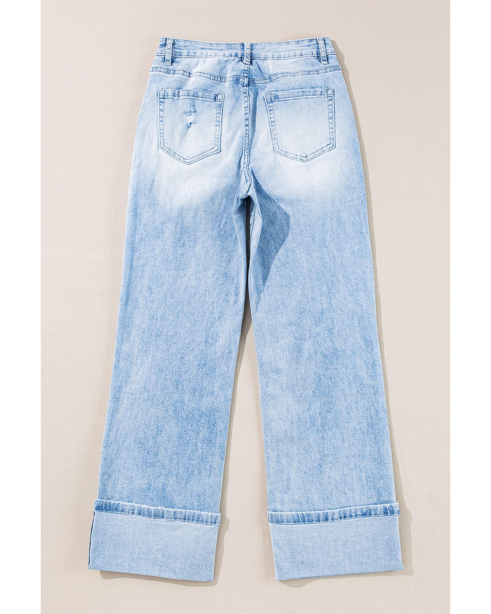 Beau Blue Light Wash Distressed Flare Jeans - 12 US 6