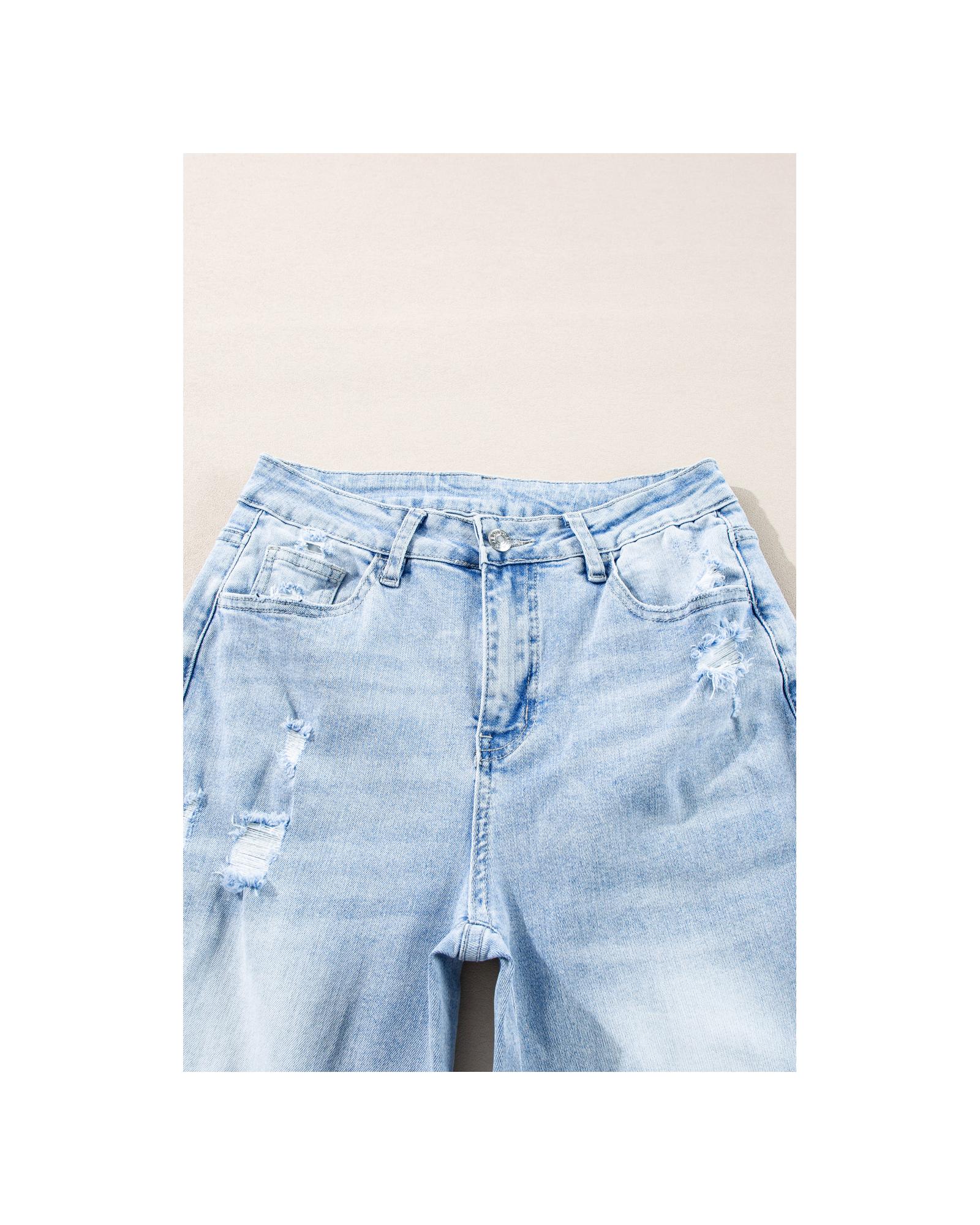 Beau Blue Light Wash Distressed Flare Jeans - 12 US 8