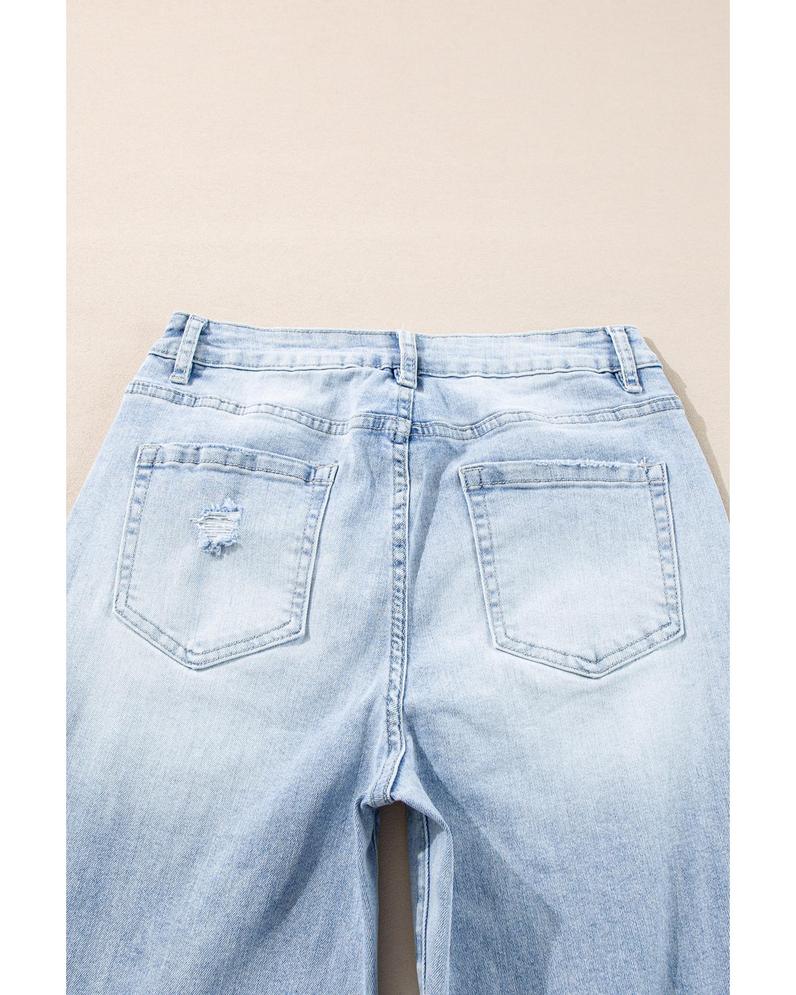 Beau Blue Light Wash Distressed Flare Jeans - 8 US