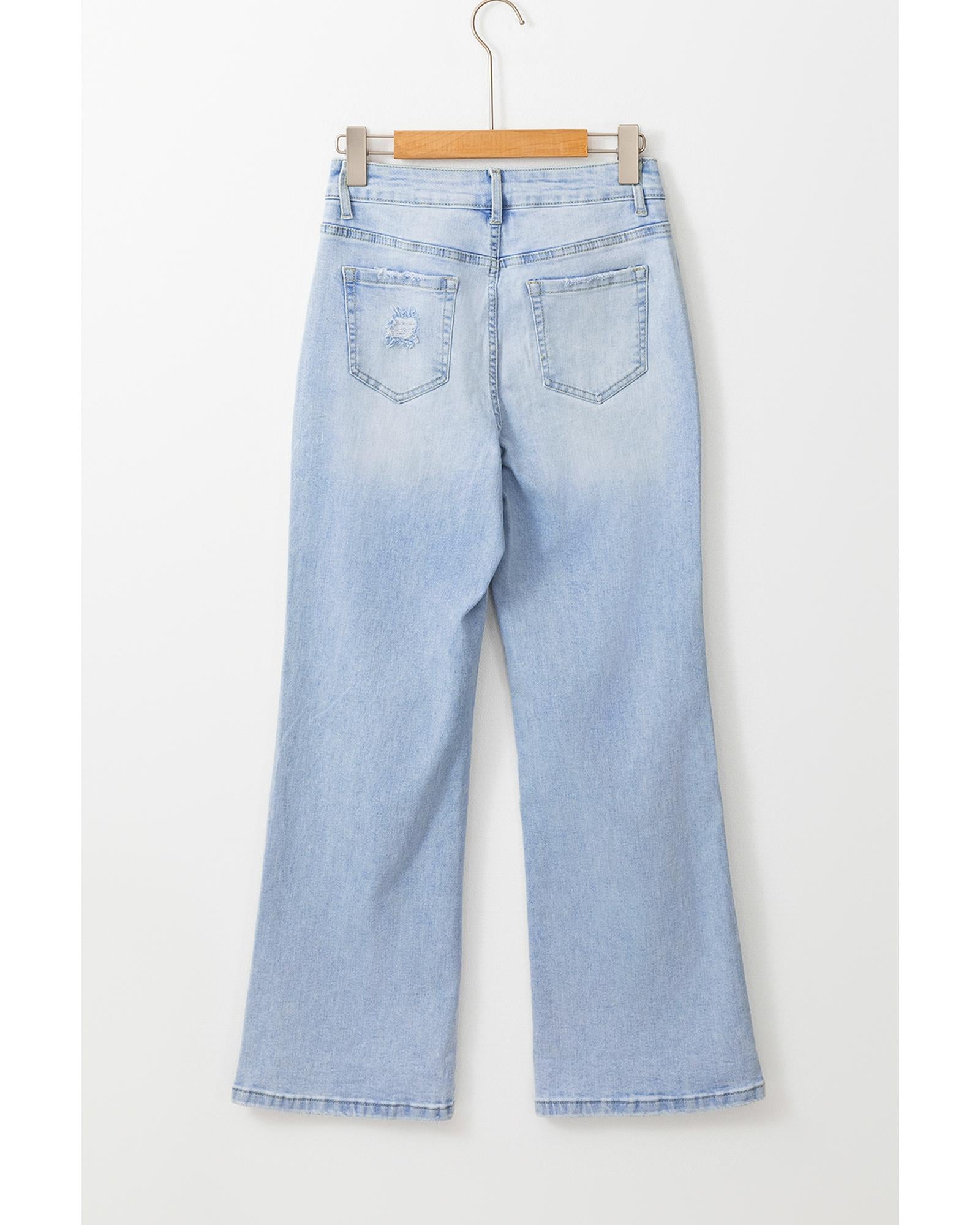 Beau Blue Vintage Light Wash Distressed Flare Jeans - 10 US