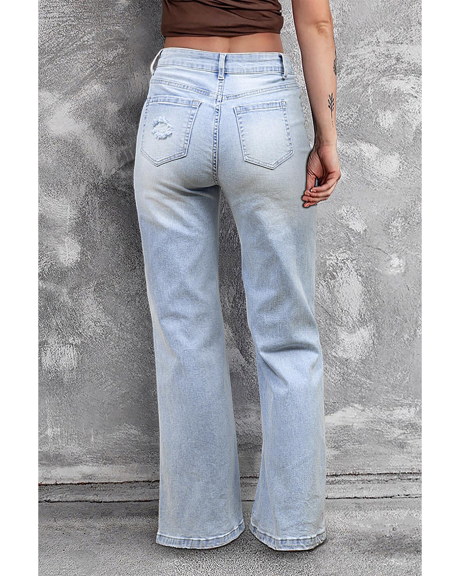 Beau Blue Vintage Light Wash Distressed Flare Jeans - 10 US 5