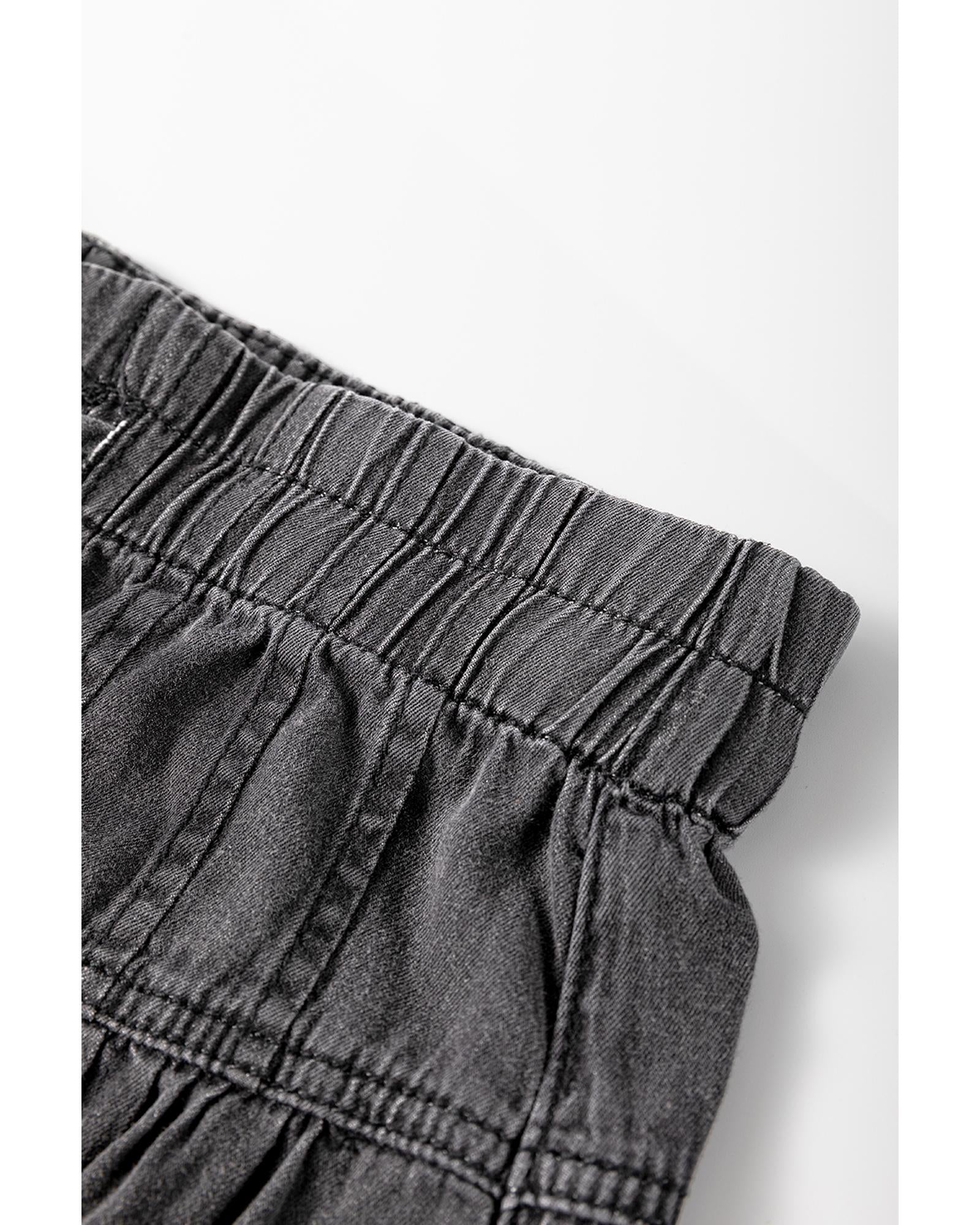 Carbon Grey Mineral Wash Button Fly Waist Wide Leg Jeans - 12 US 5