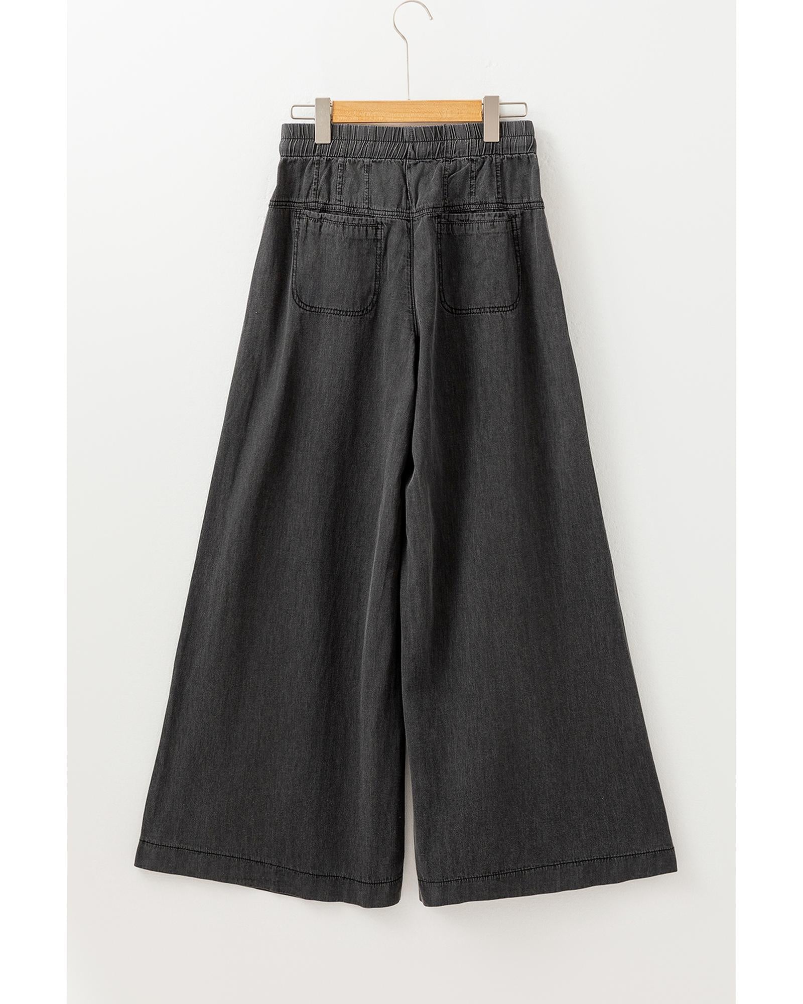 Carbon Grey Mineral Wash Button Fly Waist Wide Leg Jeans - 12 US 7