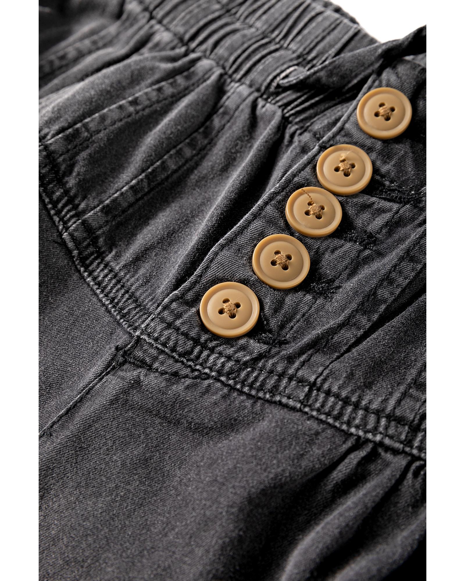 Carbon Grey Mineral Wash Button Fly Waist Wide Leg Jeans - 14 US 6
