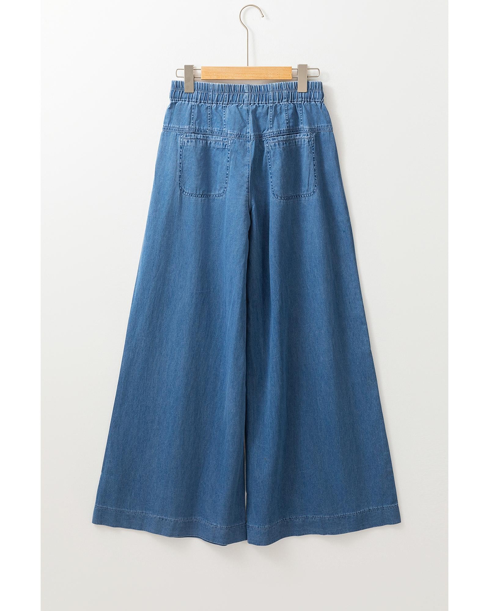 Dusk Blue Mineral Wash Button Fly Waist Wide Leg Jeans - 10 US 7