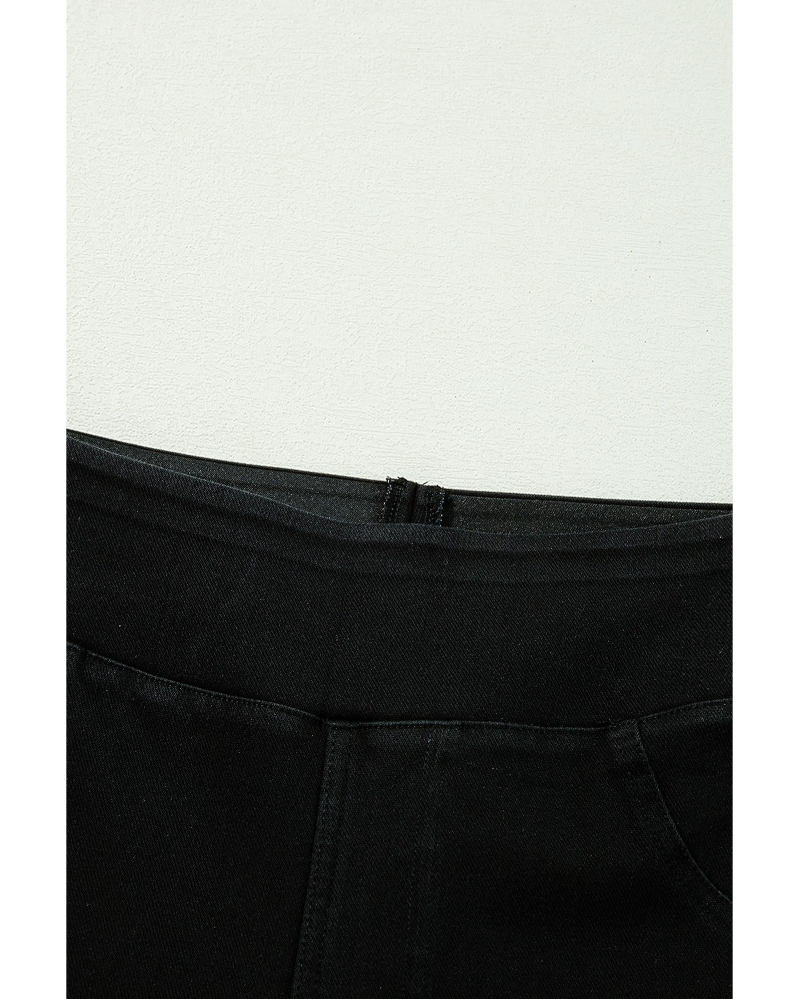 Black Solid Color High Waist Stretchy Slim Fit Jeggings - S 7