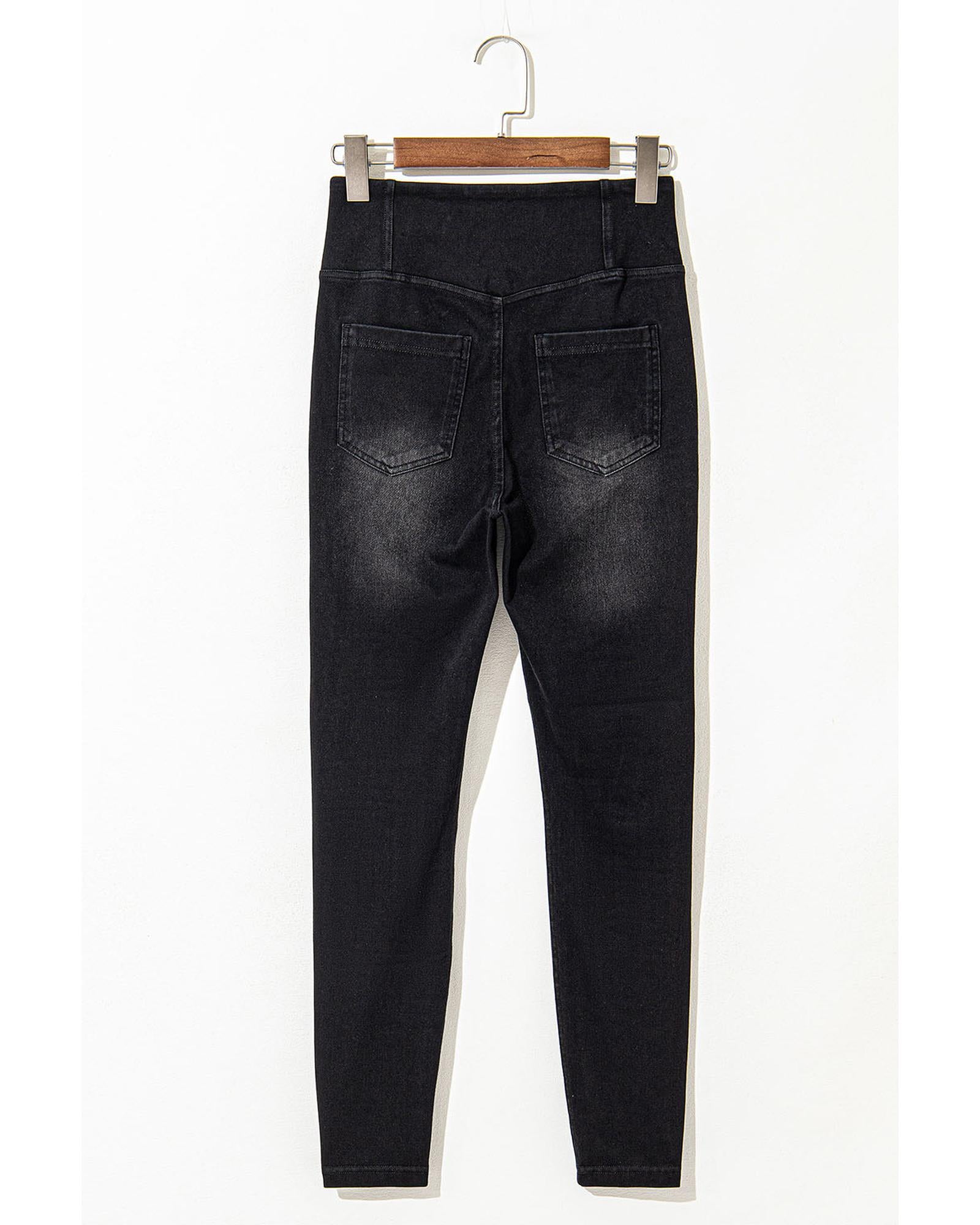 Black Arched Waist Stretchy Slim Fit Jeggings - S