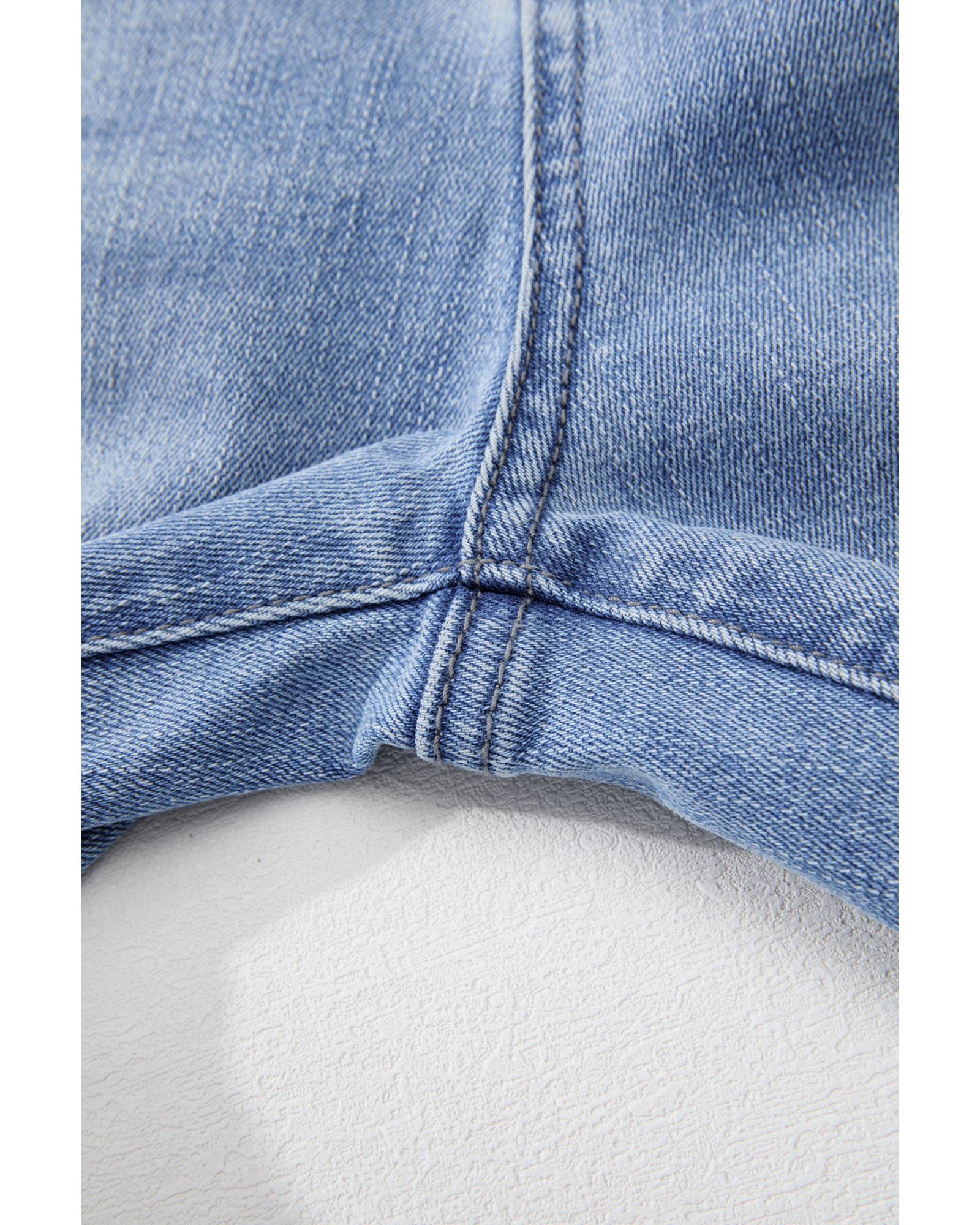 Beau Blue Mineral Wash Raw Hem High Waist Flared Jeans - 12 US 4