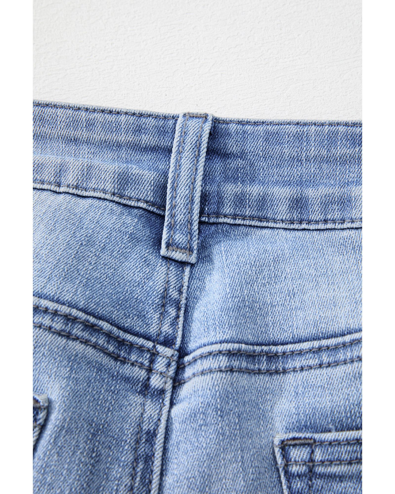 Beau Blue Mineral Wash Raw Hem High Waist Flared Jeans - 6 US 8
