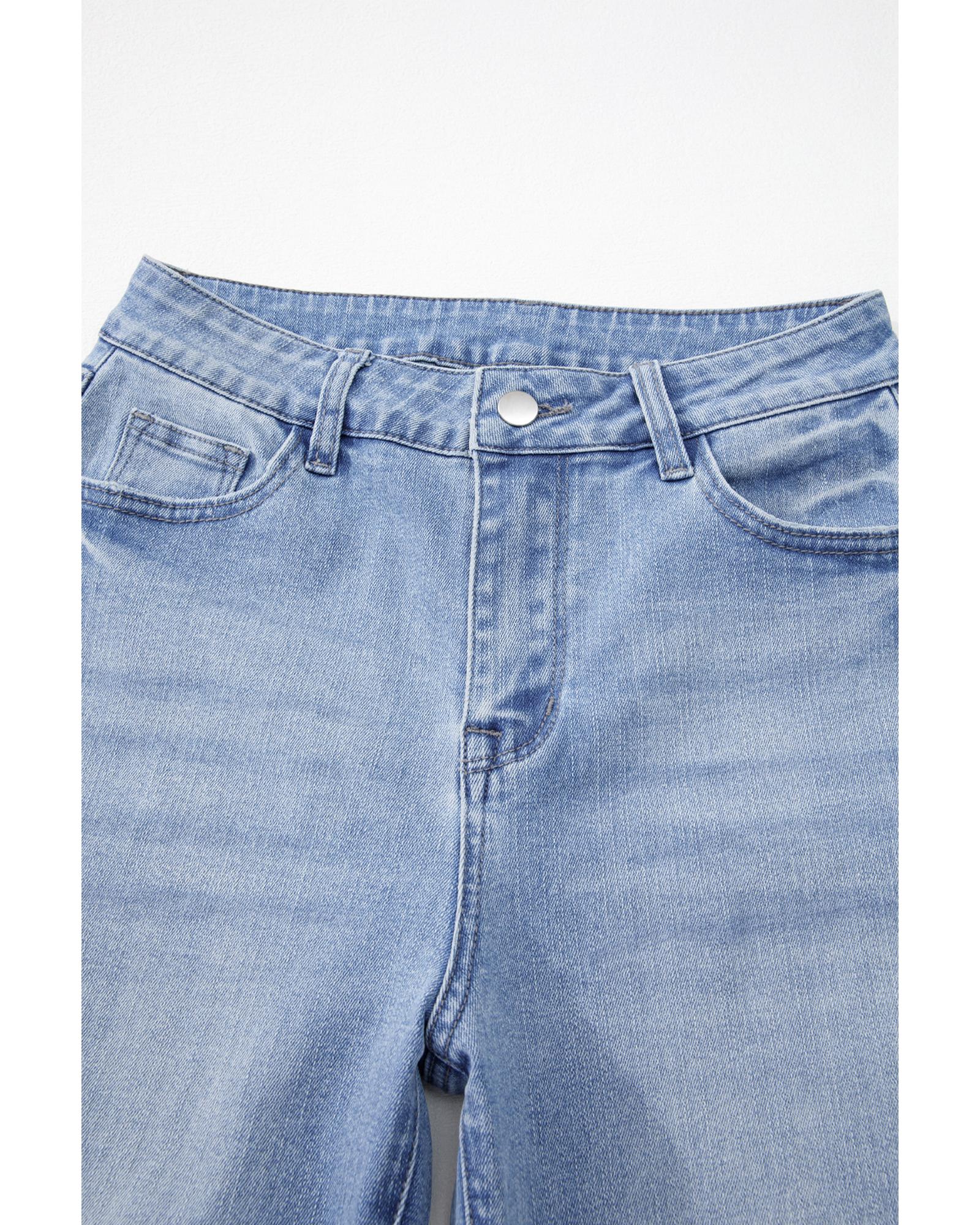 Beau Blue Mineral Wash Raw Hem High Waist Flared Jeans - 8 US 6