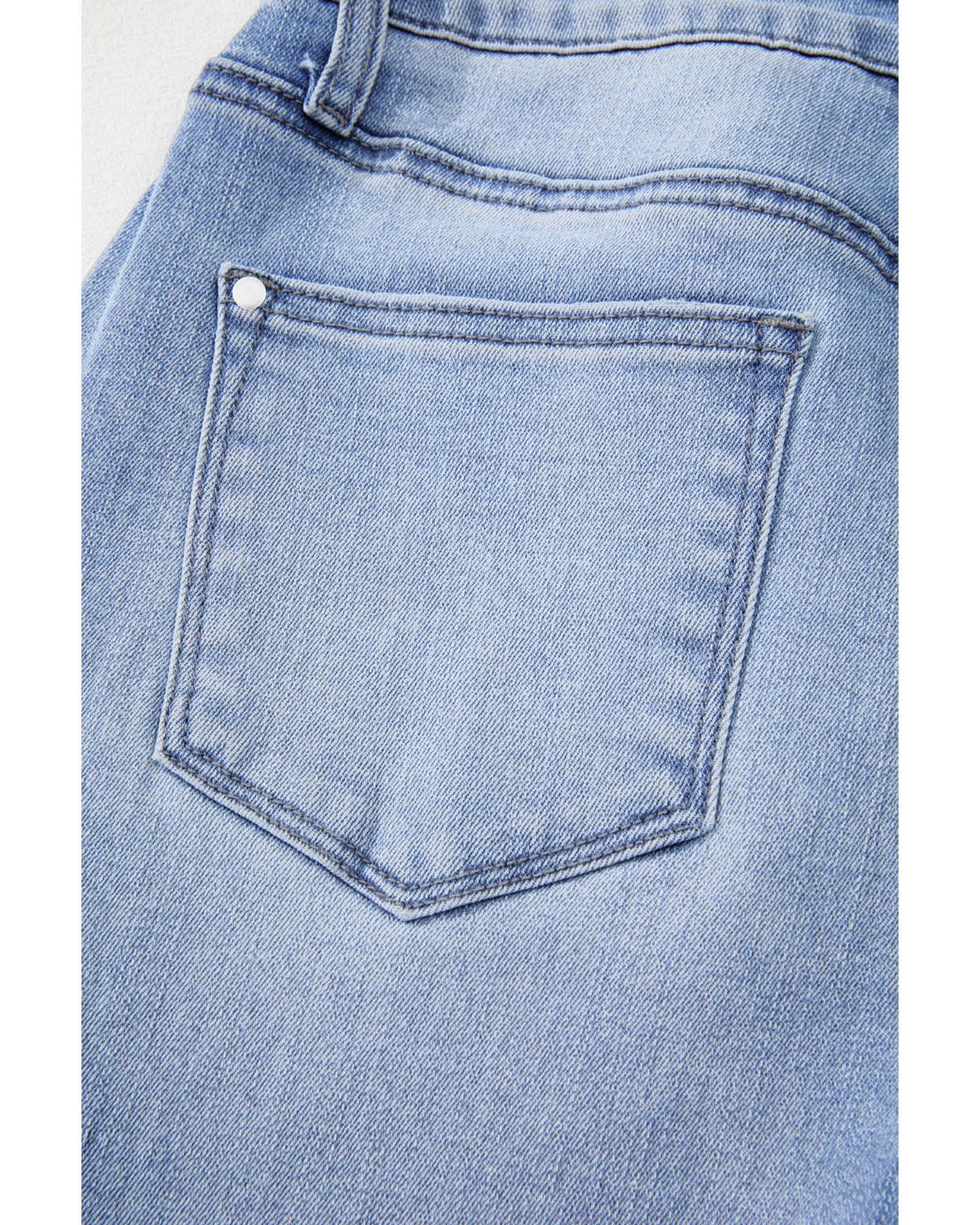 Beau Blue Mineral Wash Raw Hem High Waist Flared Jeans - 8 US 7