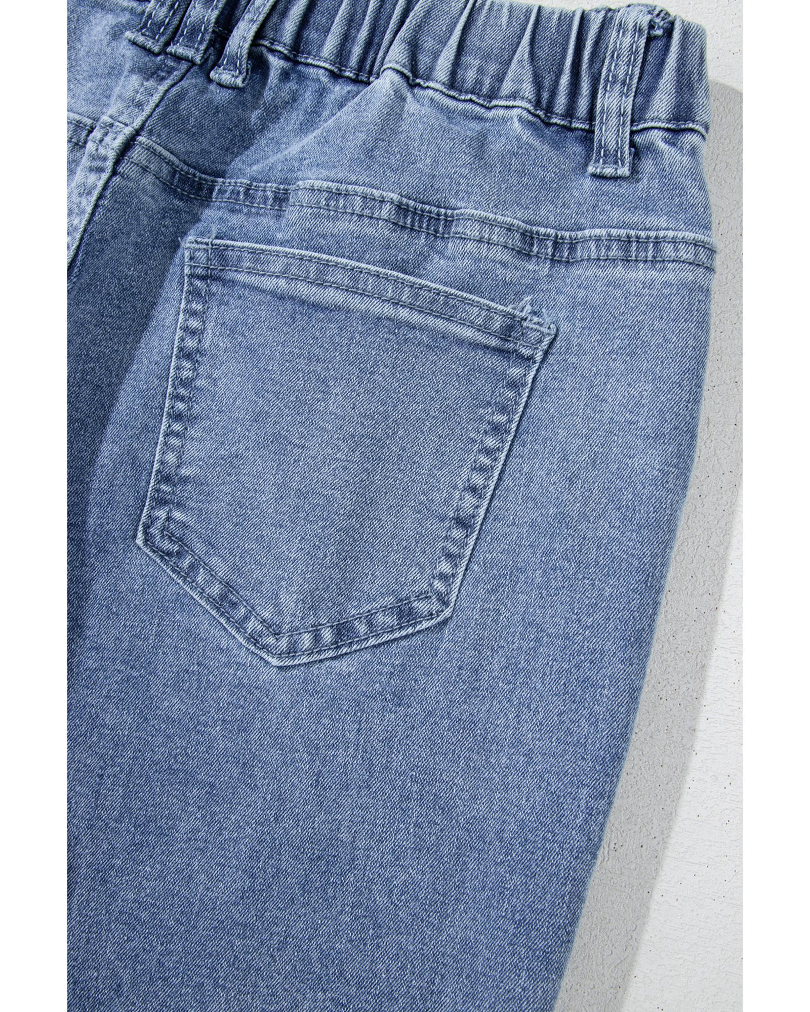 Dusk Blue Foiled Star Patchwork Straight Leg Loose Jeans - 12 US 6