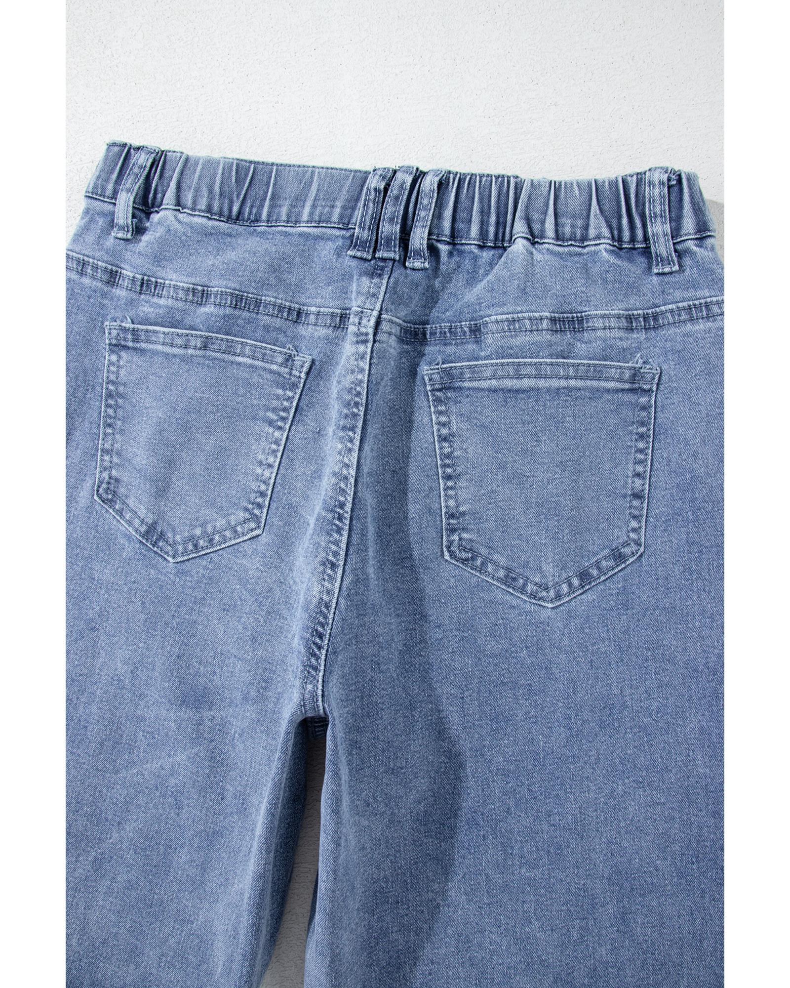 Dusk Blue Foiled Star Patchwork Straight Leg Loose Jeans - 8 US 3