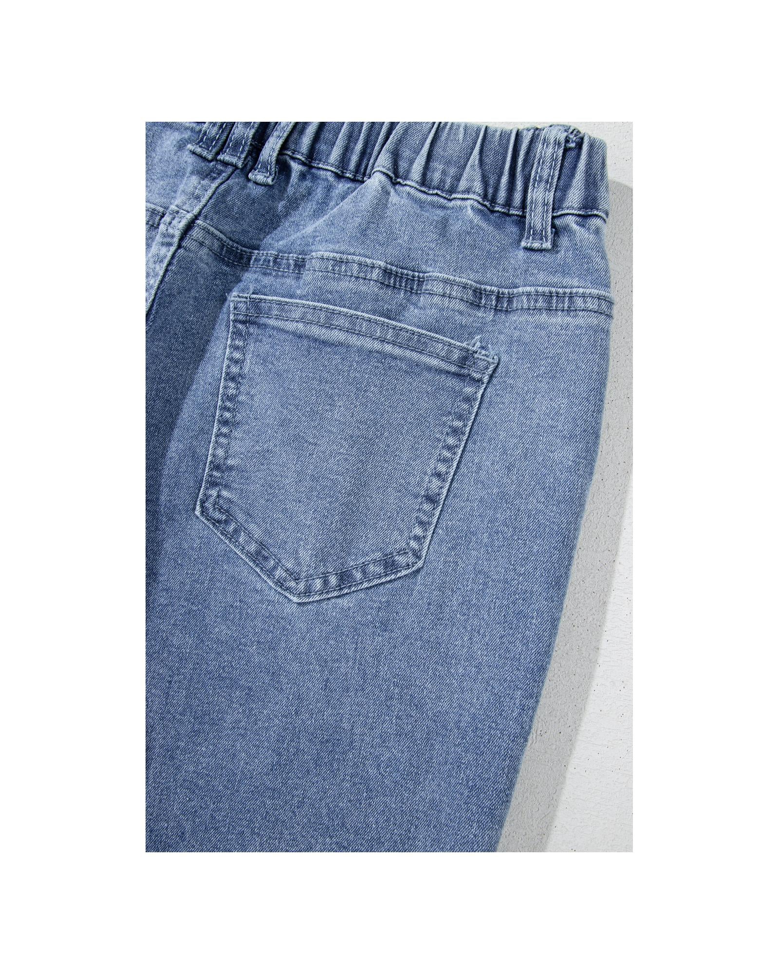 Dusk Blue Foiled Star Patchwork Straight Leg Loose Jeans - 8 US 5