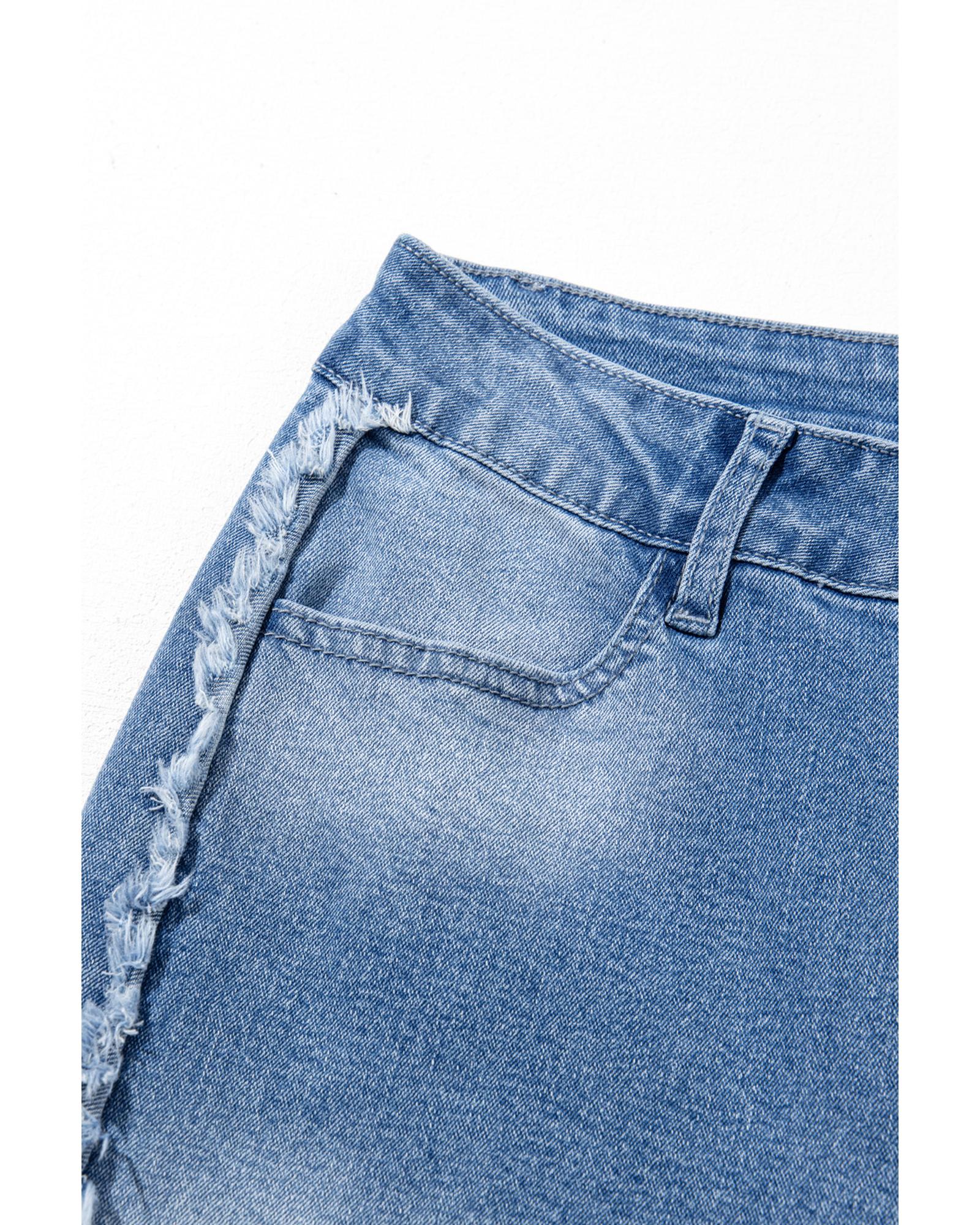 Beau Blue Vintage Stitching Raw Hem Flared Jeans - 14 US 3