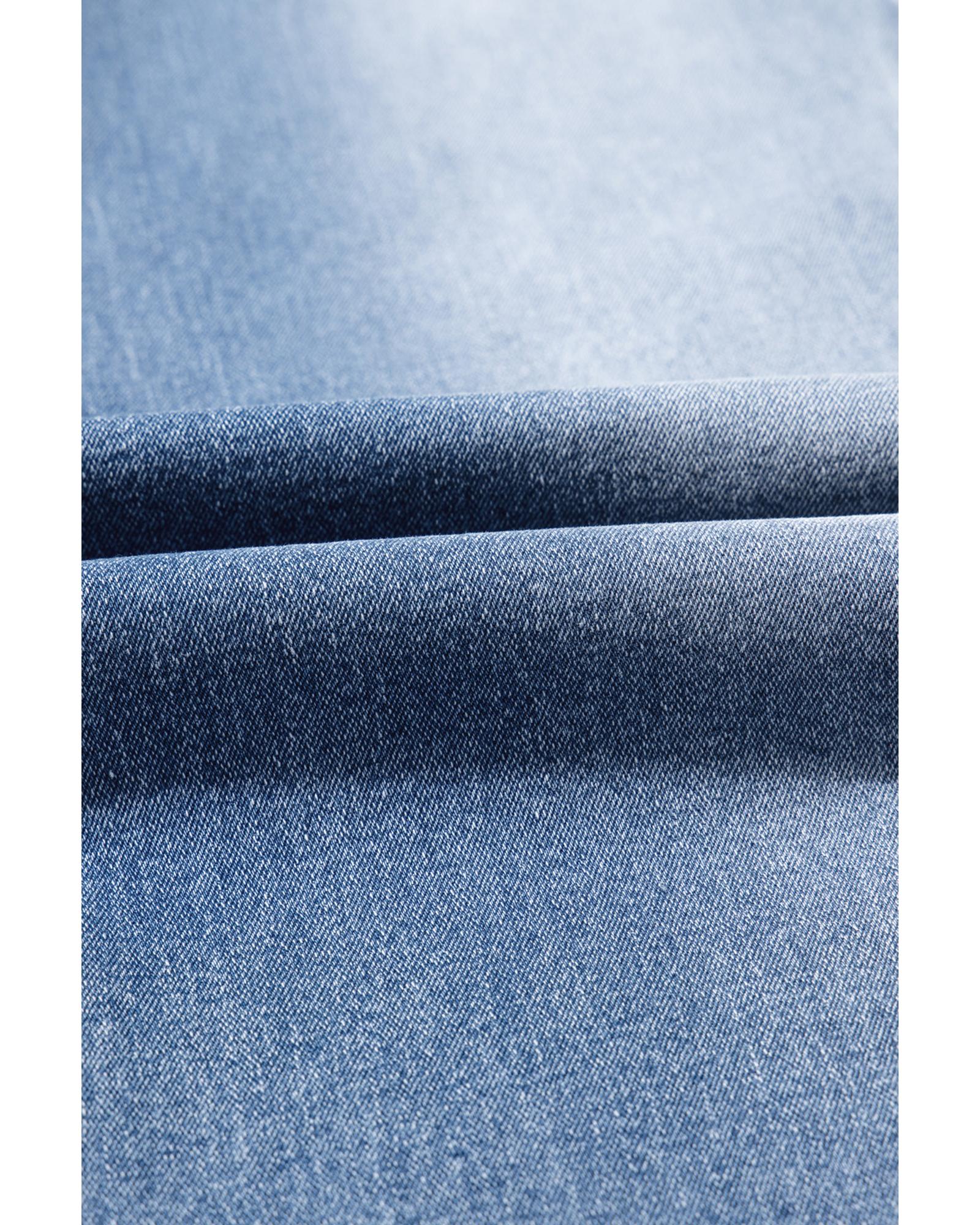 Beau Blue Vintage Stitching Raw Hem Flared Jeans - 14 US 6