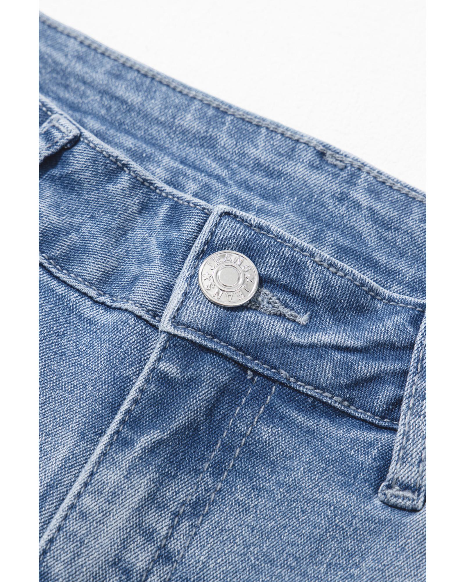 Beau Blue Vintage Stitching Raw Hem Flared Jeans - 4 US 7
