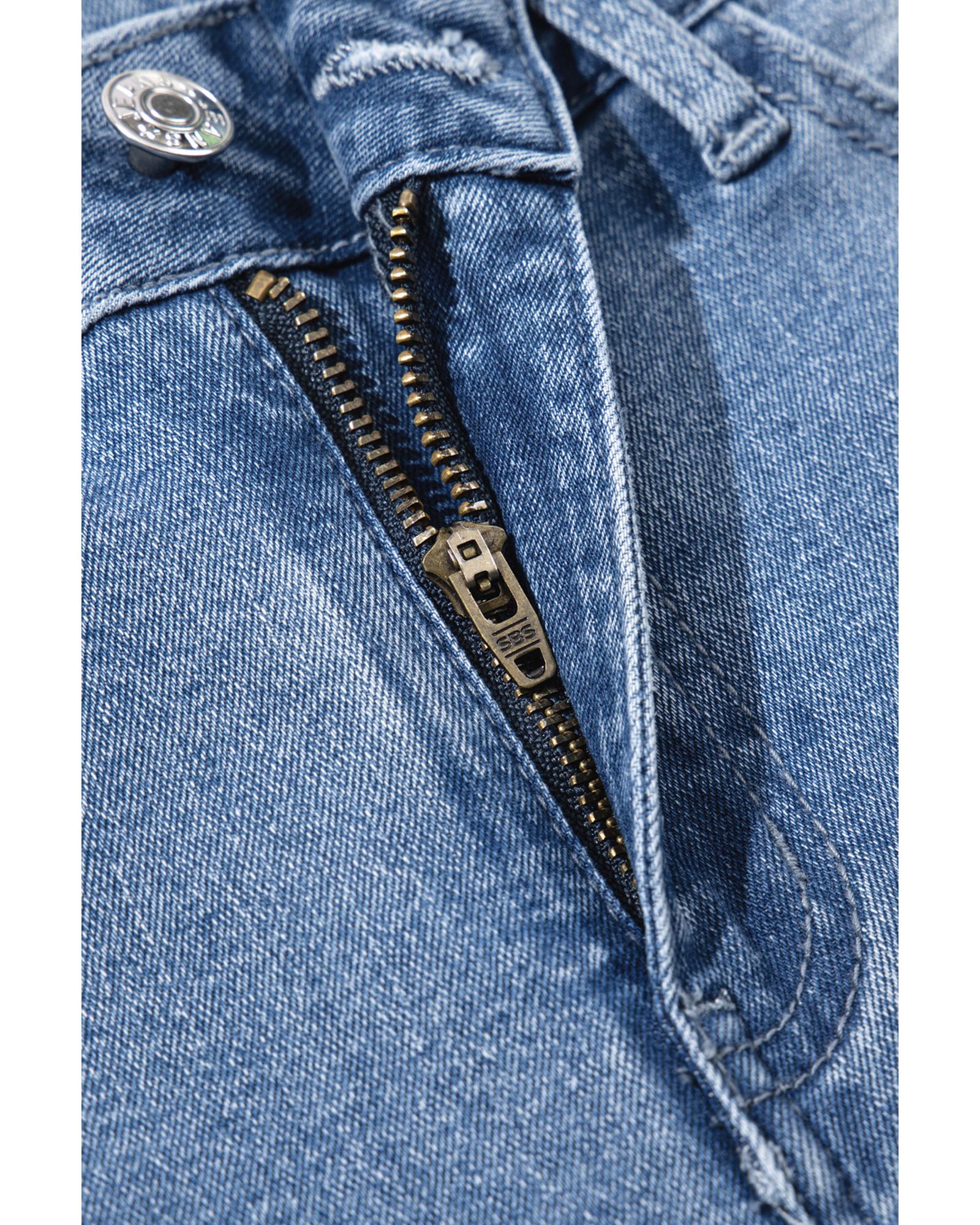 Beau Blue Vintage Stitching Raw Hem Flared Jeans - 8 US