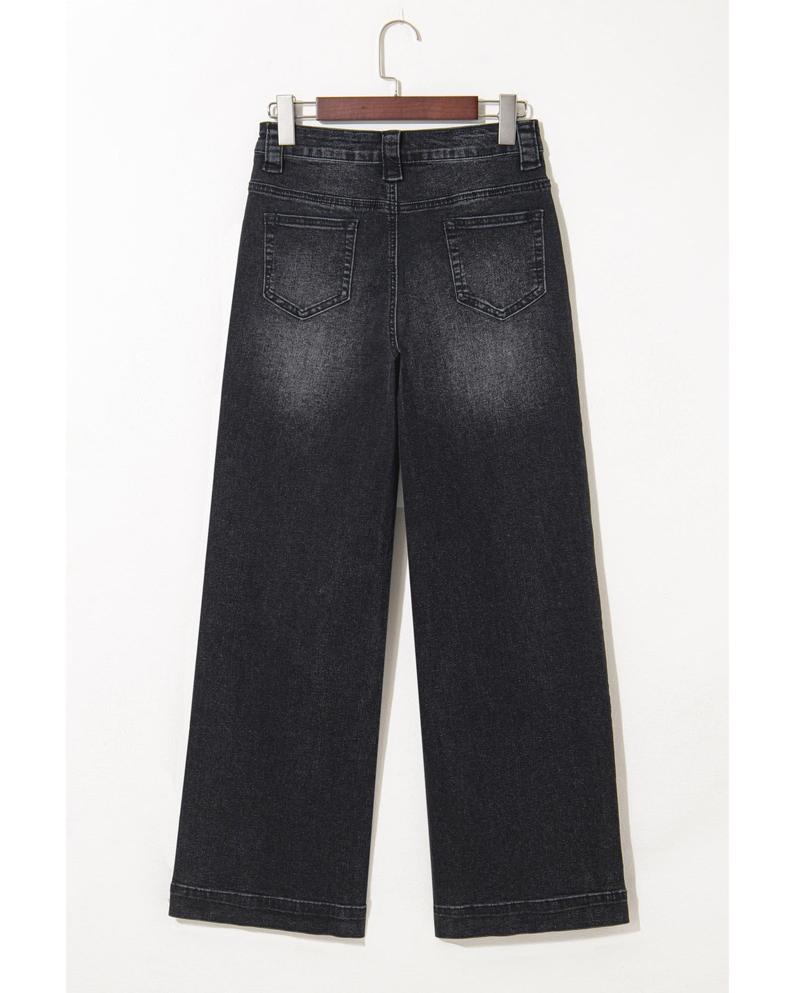 Black Wide Leg Pocketed High Waist Jeans - 10 US 5