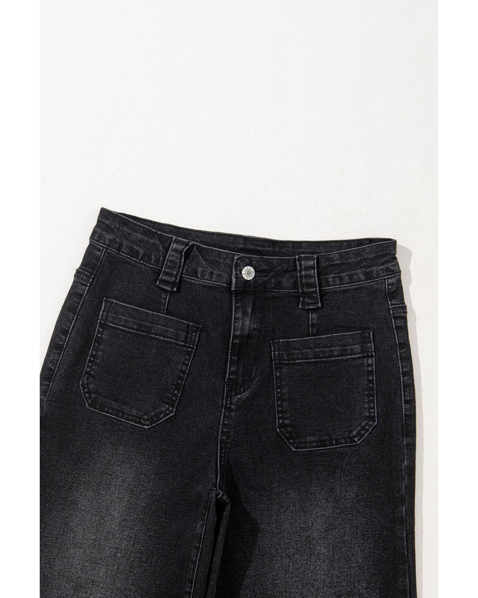 Black Wide Leg Pocketed High Waist Jeans - 10 US 7
