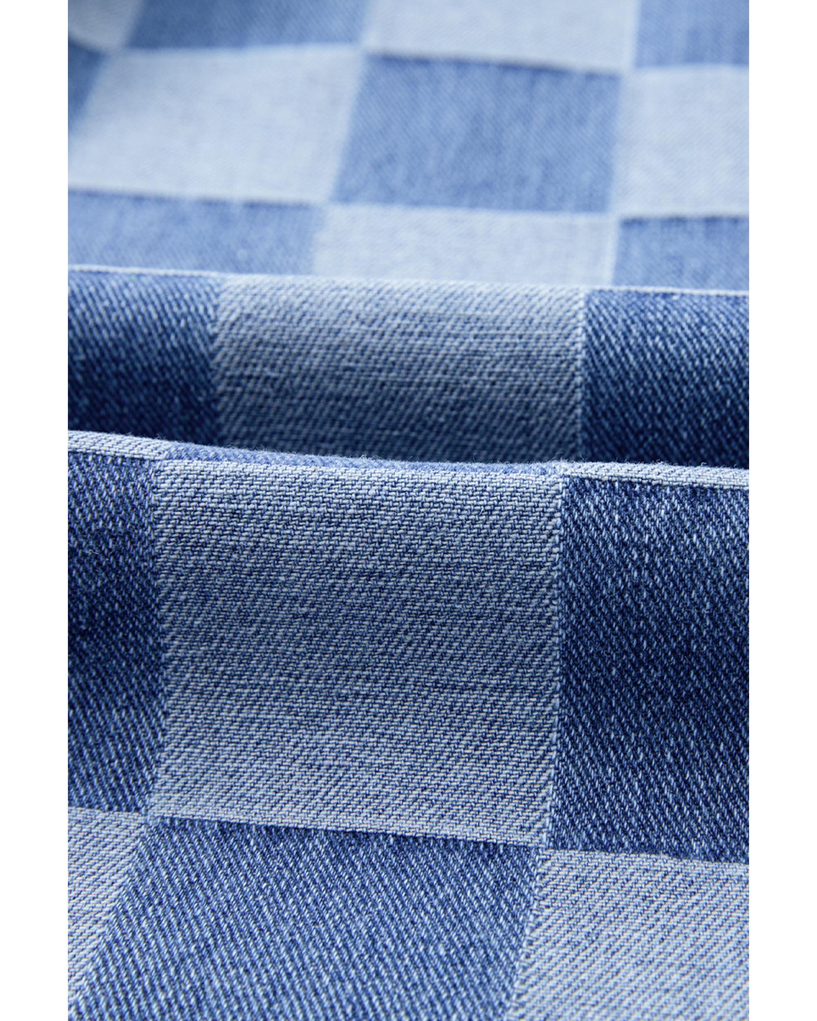 Dusk Blue Checkered Denim Wide Leg Jeans - 8 US 4