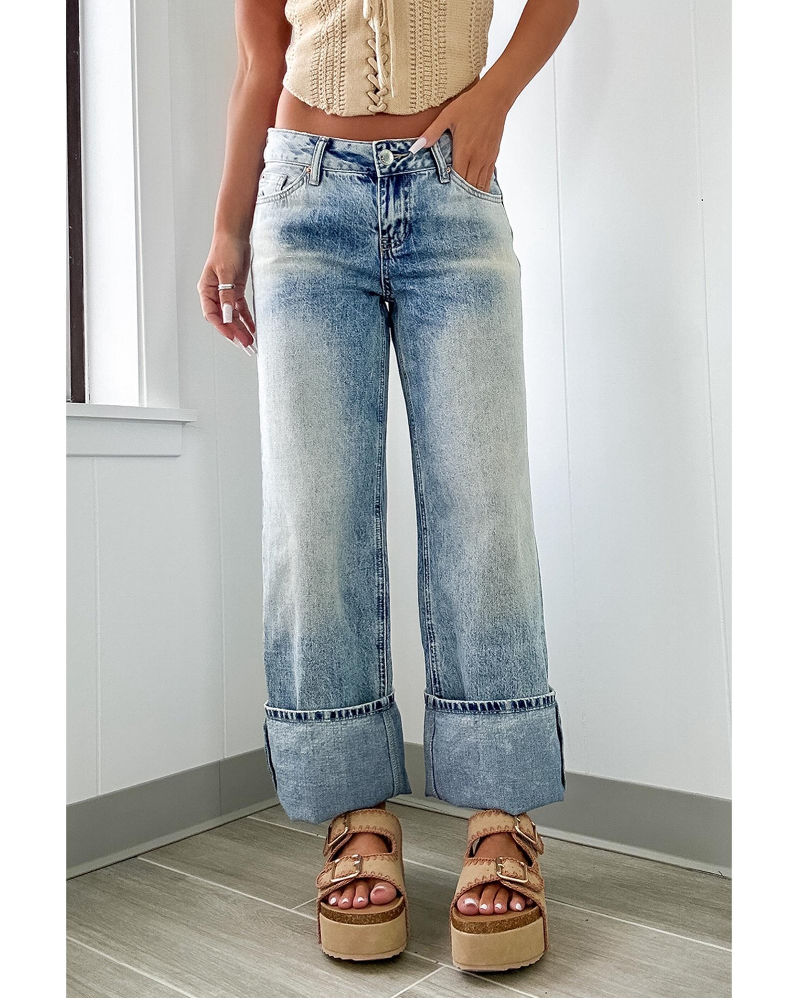 Myosotis High Rise Button Zip Fly Medium Wash Jeans - 4 US 5