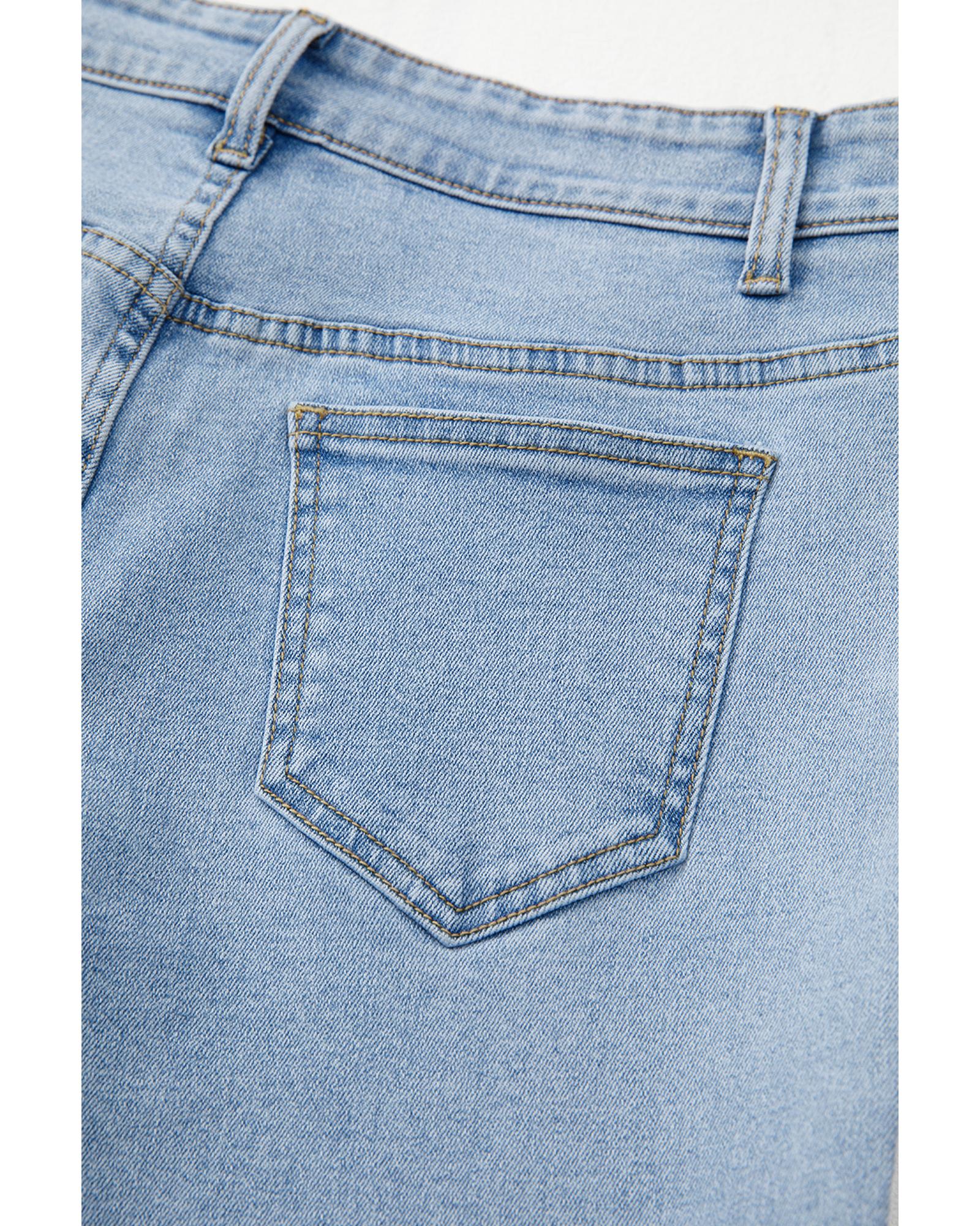 Beau Blue Bowknot Decor Boyfriend Cargo Jeans - 12 US 5