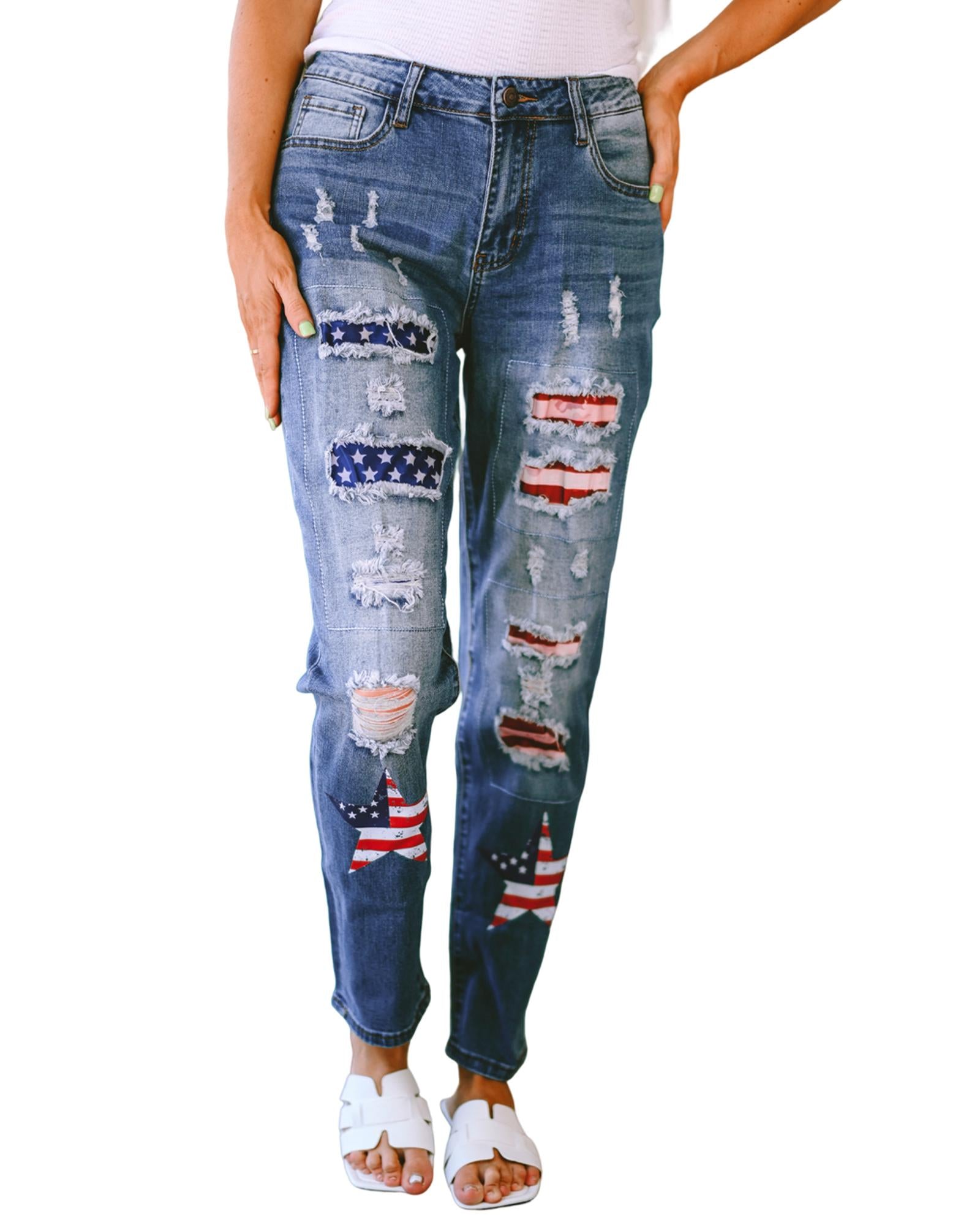 Azura Exchange American Flag Graphic Jeans - M 6