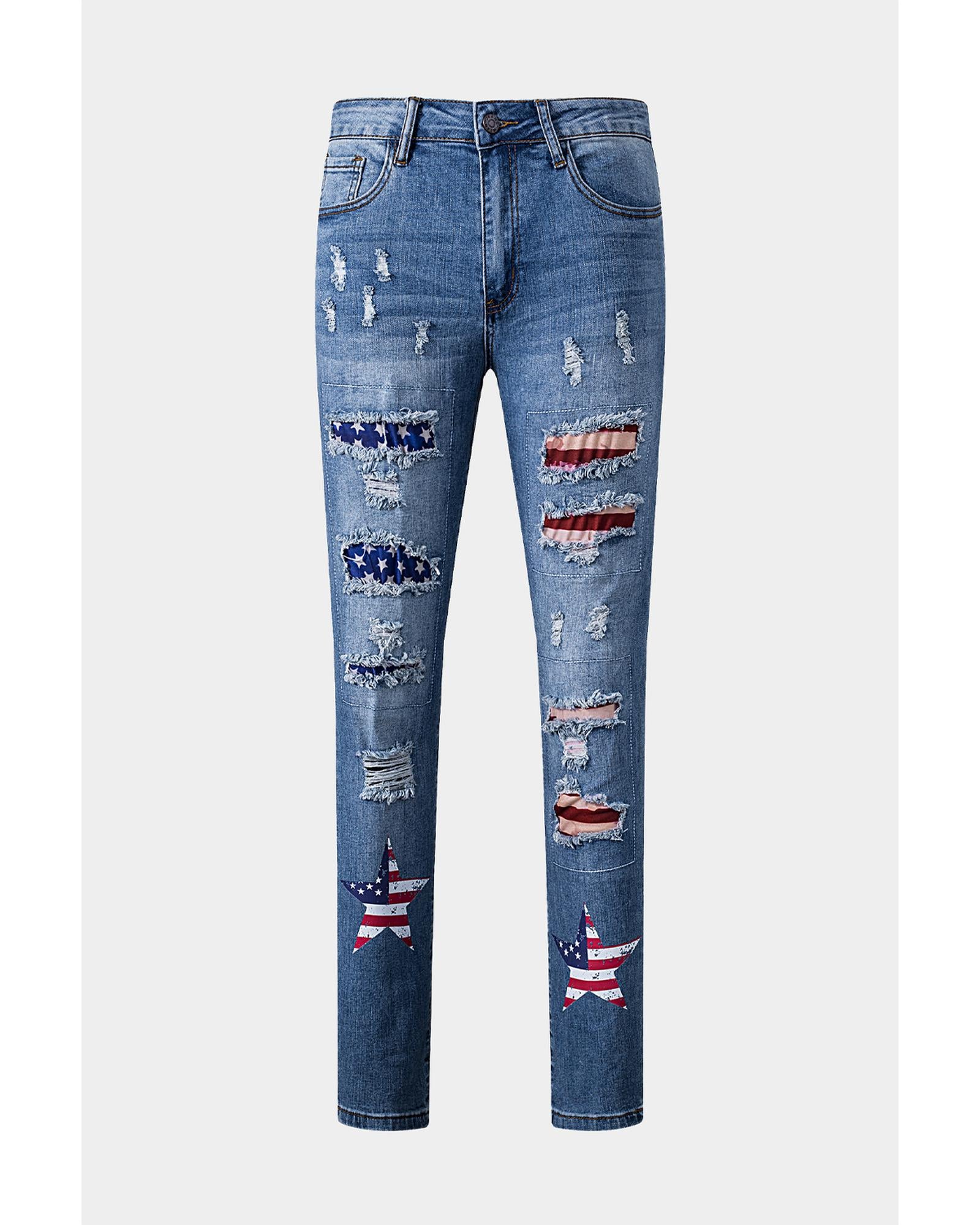 Azura Exchange American Flag Graphic Jeans - M 7