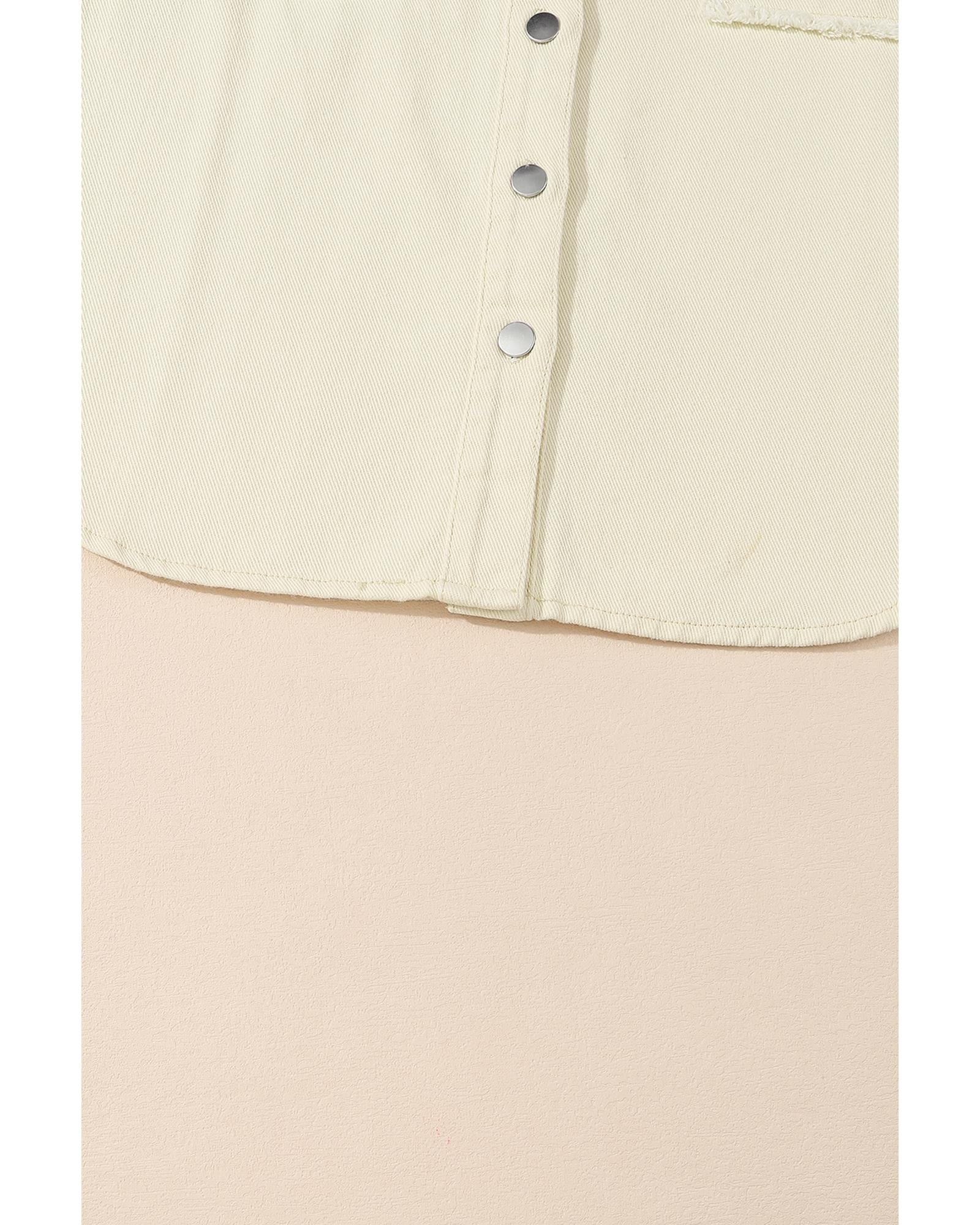 White Frayed Exposed Seam Denim Jacket - S 5