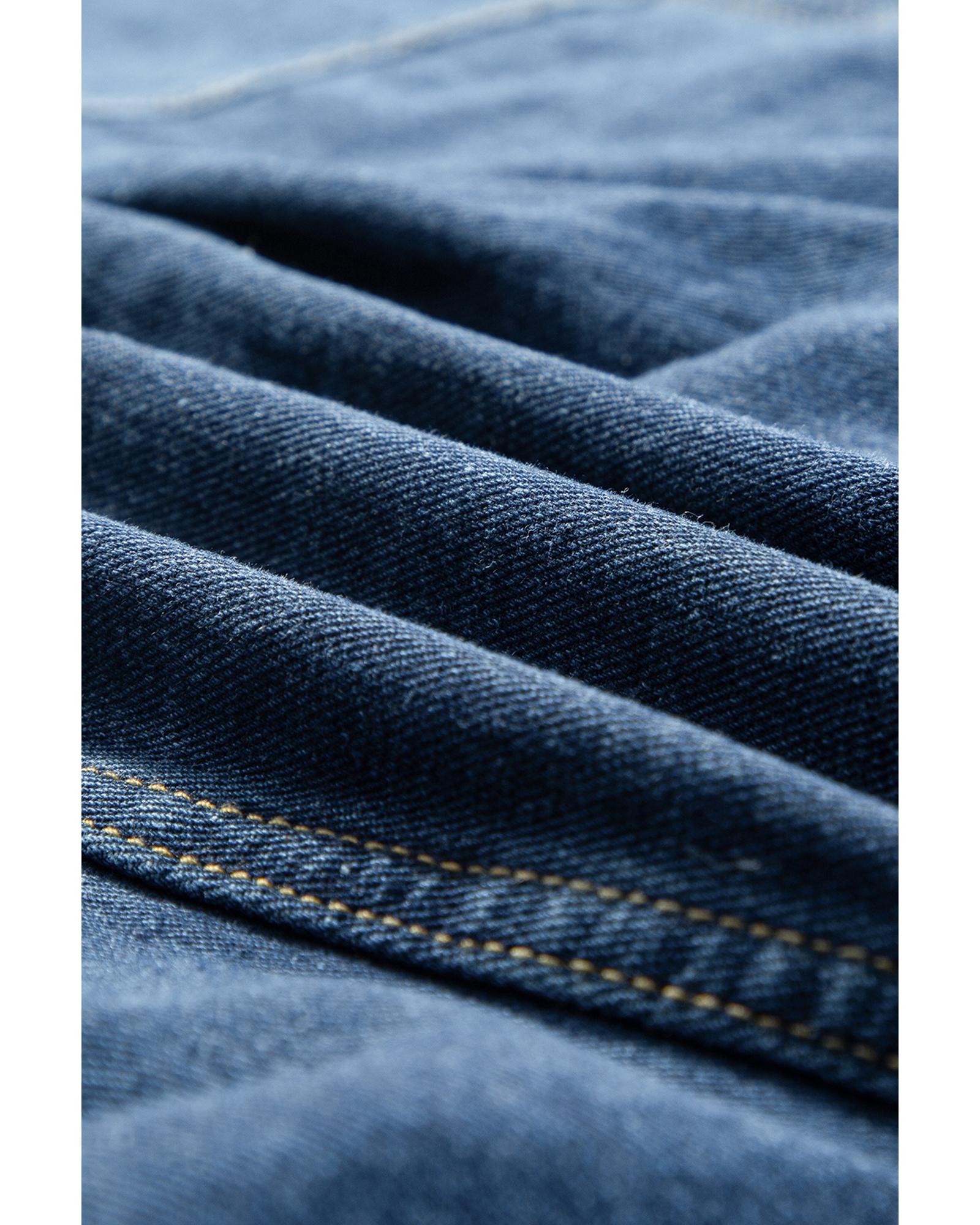 Dark Blue Washed Oversize Pocketed Denim Jacket - L 4