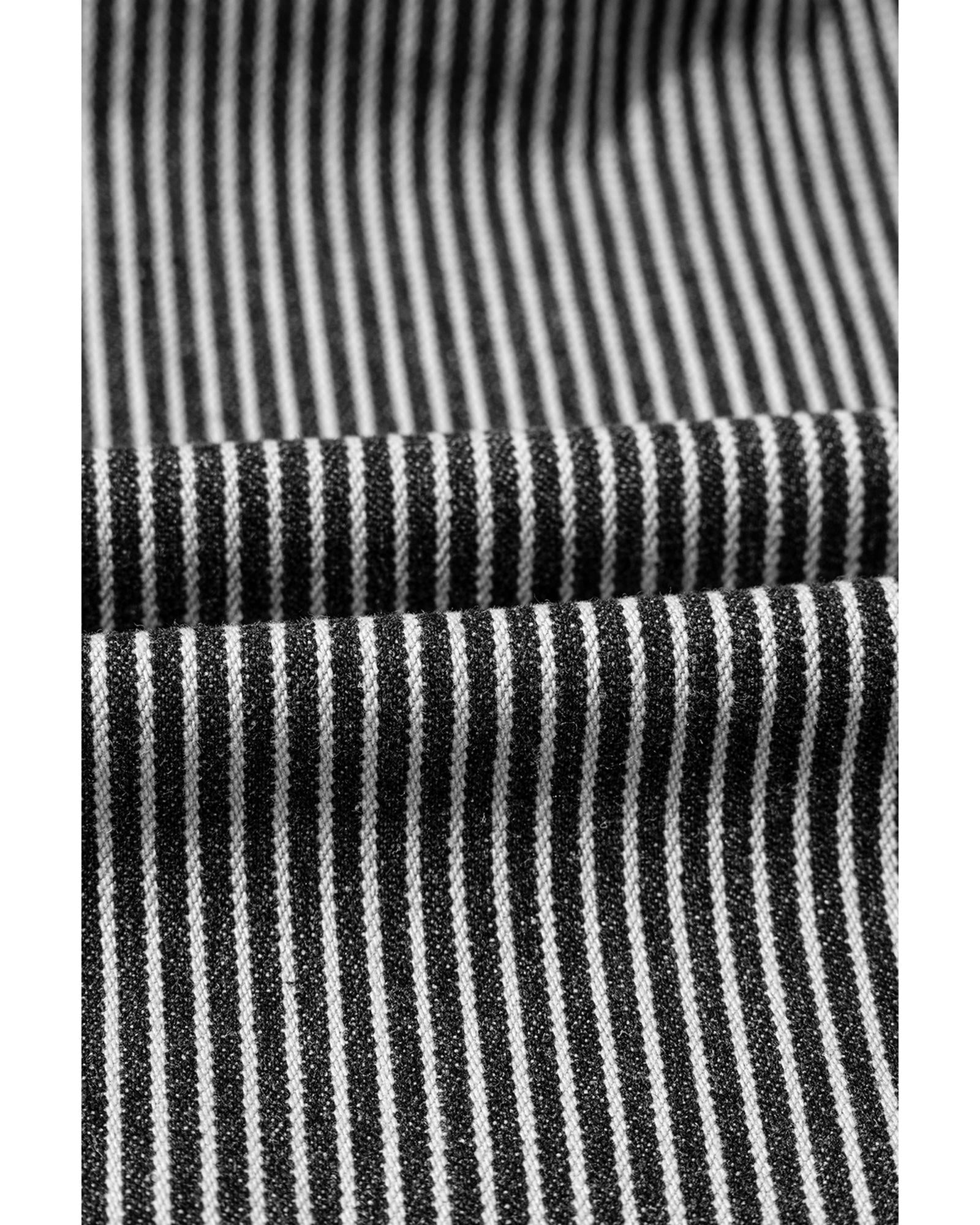 Blue Stripe Washed Oversize Pocketed Denim Jacket - S 8