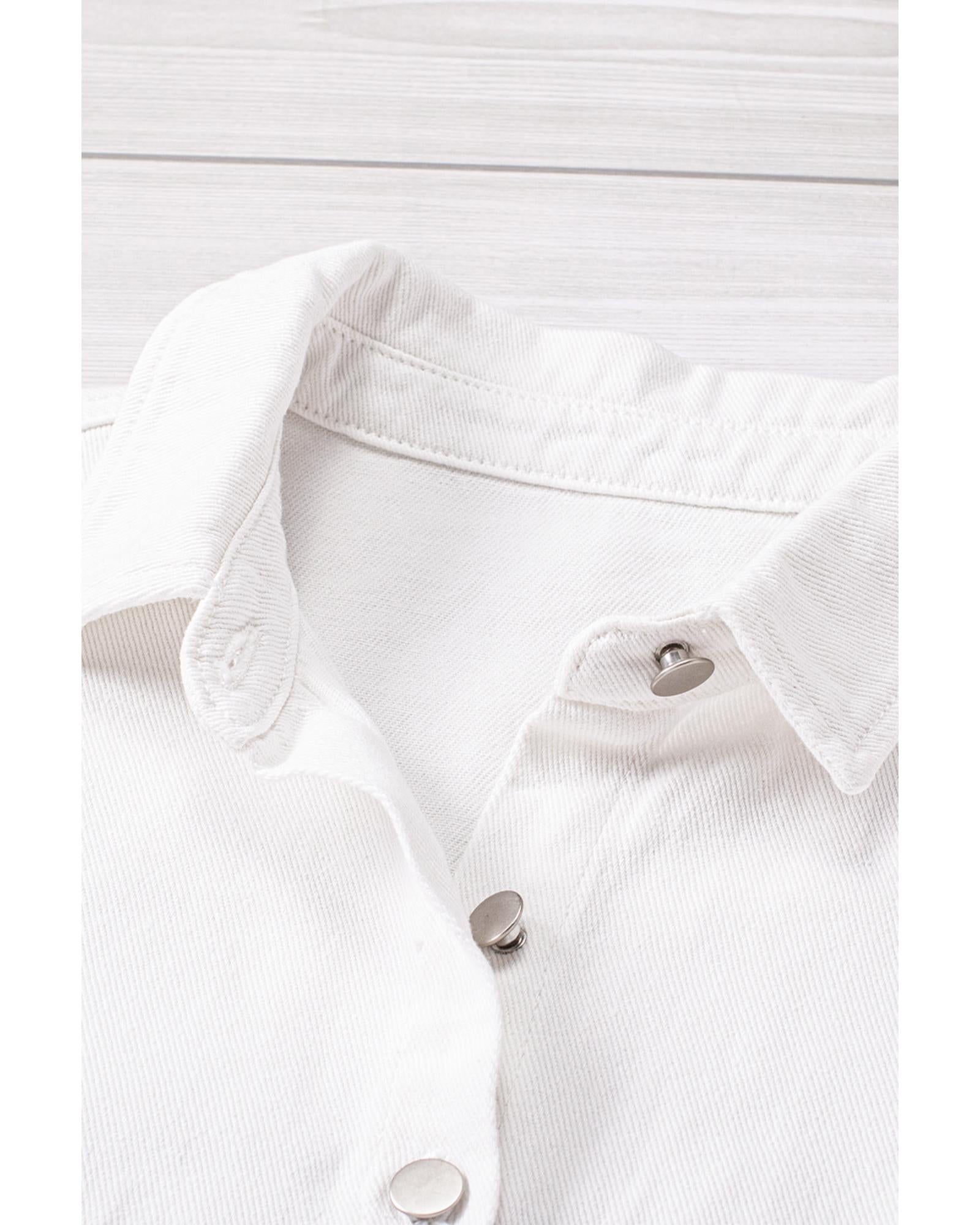 White Contrast Leopard Denim Jacket - M 5