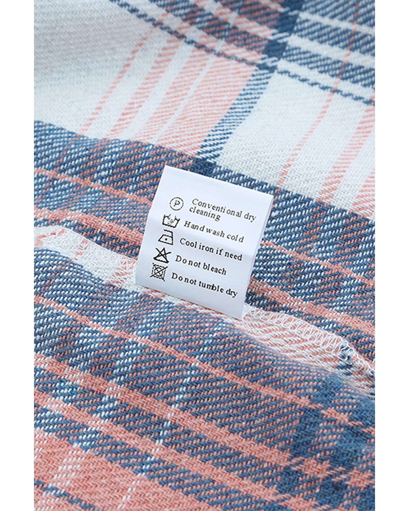 Pink Black/Pink Plaid Flap Pockets Shacket - S 3