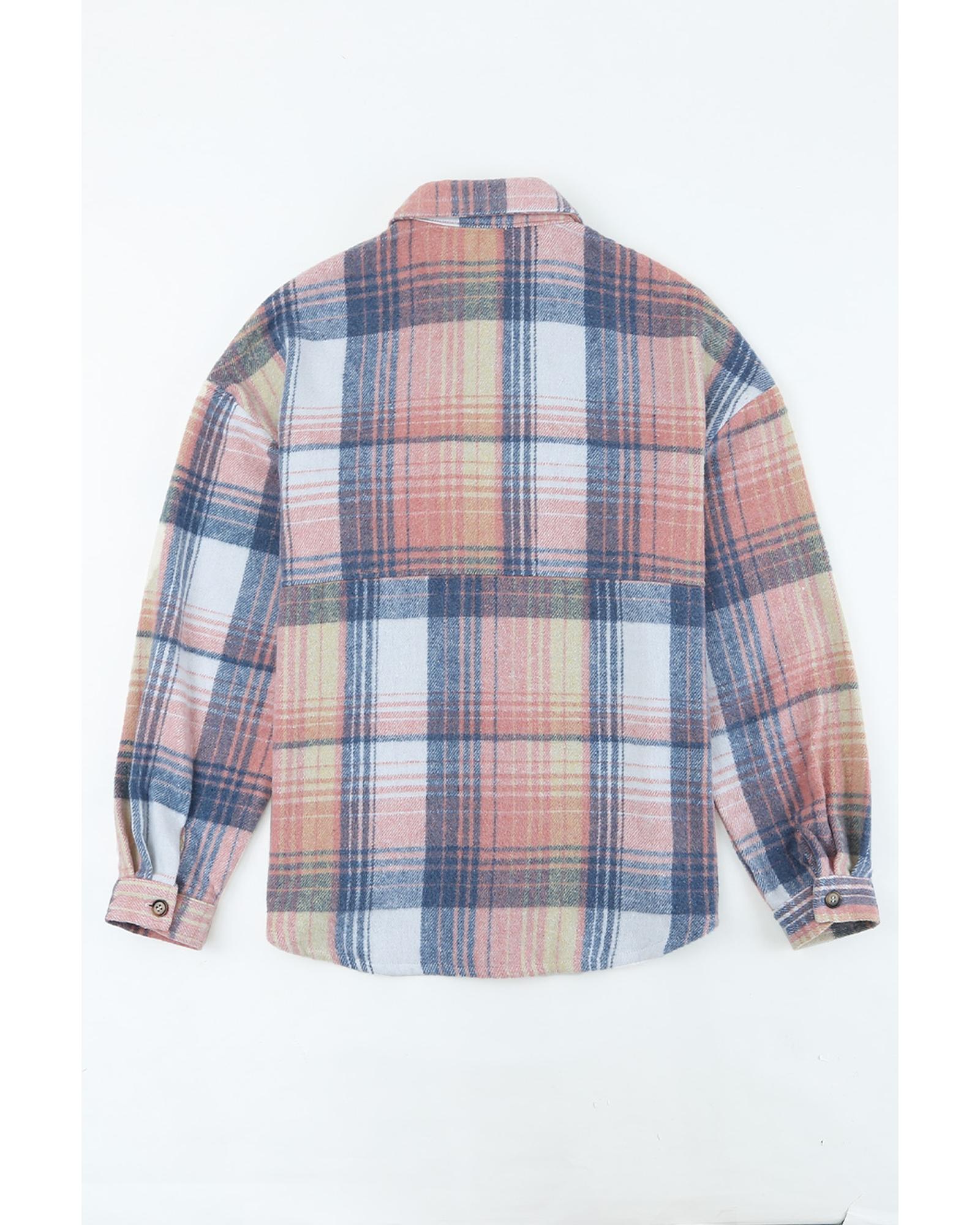 Pink Black/Pink Plaid Flap Pockets Shacket - XL 5