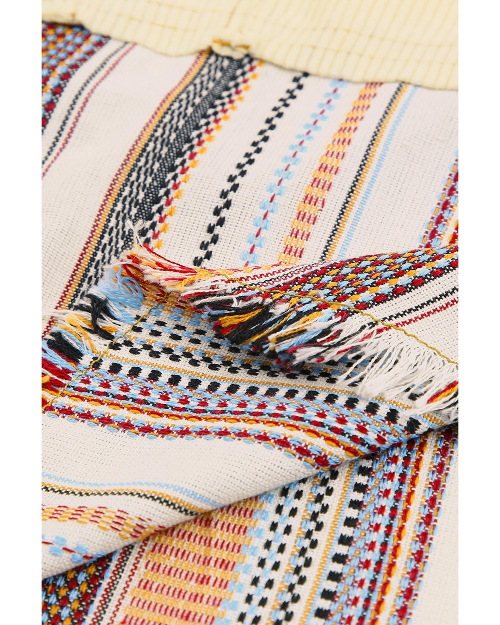 Button Up Pockets Striped Color Block Corduroy Jacket - S 6