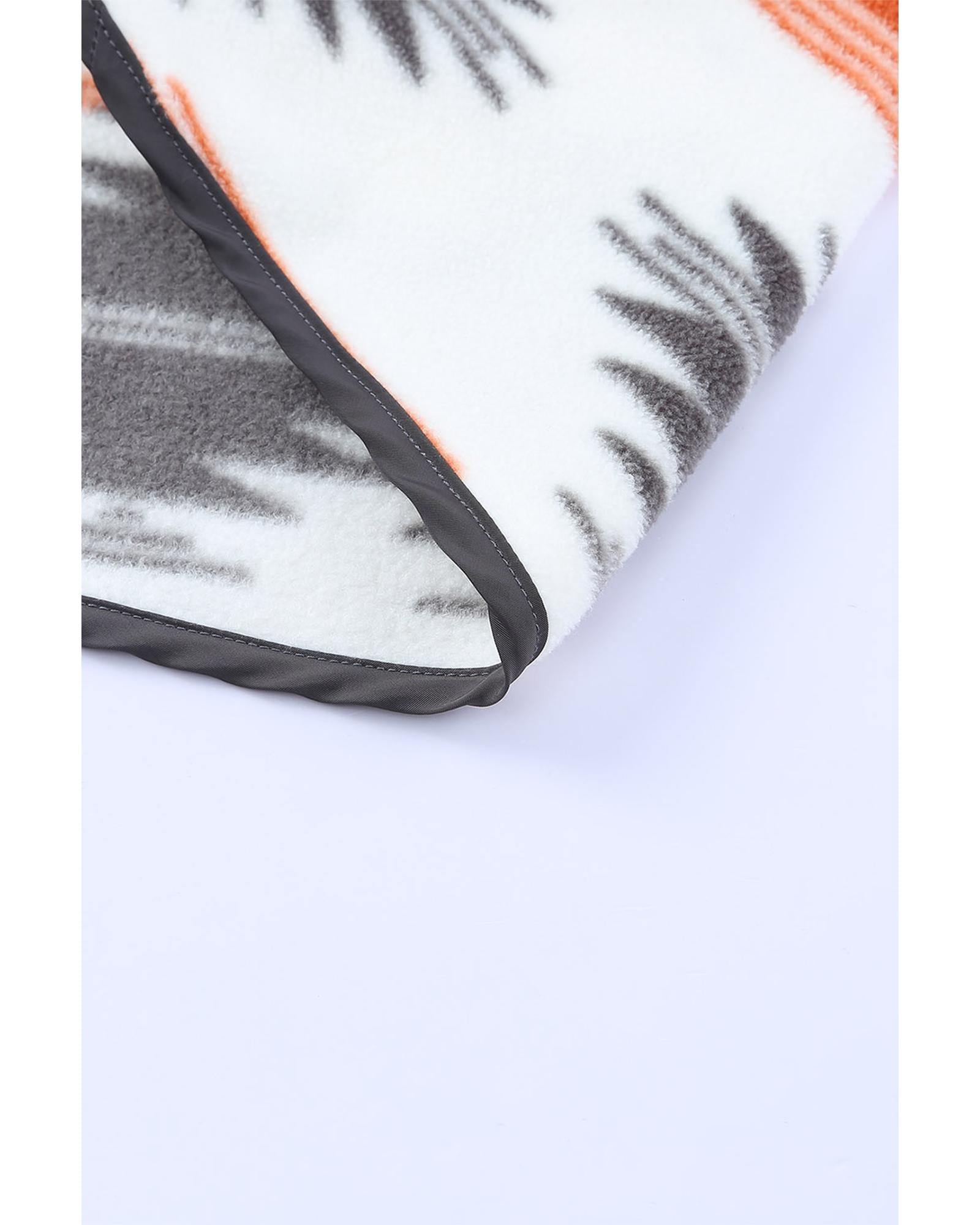 Gray Western Aztec Snap Buttoned Fleece Jacket - 2XL