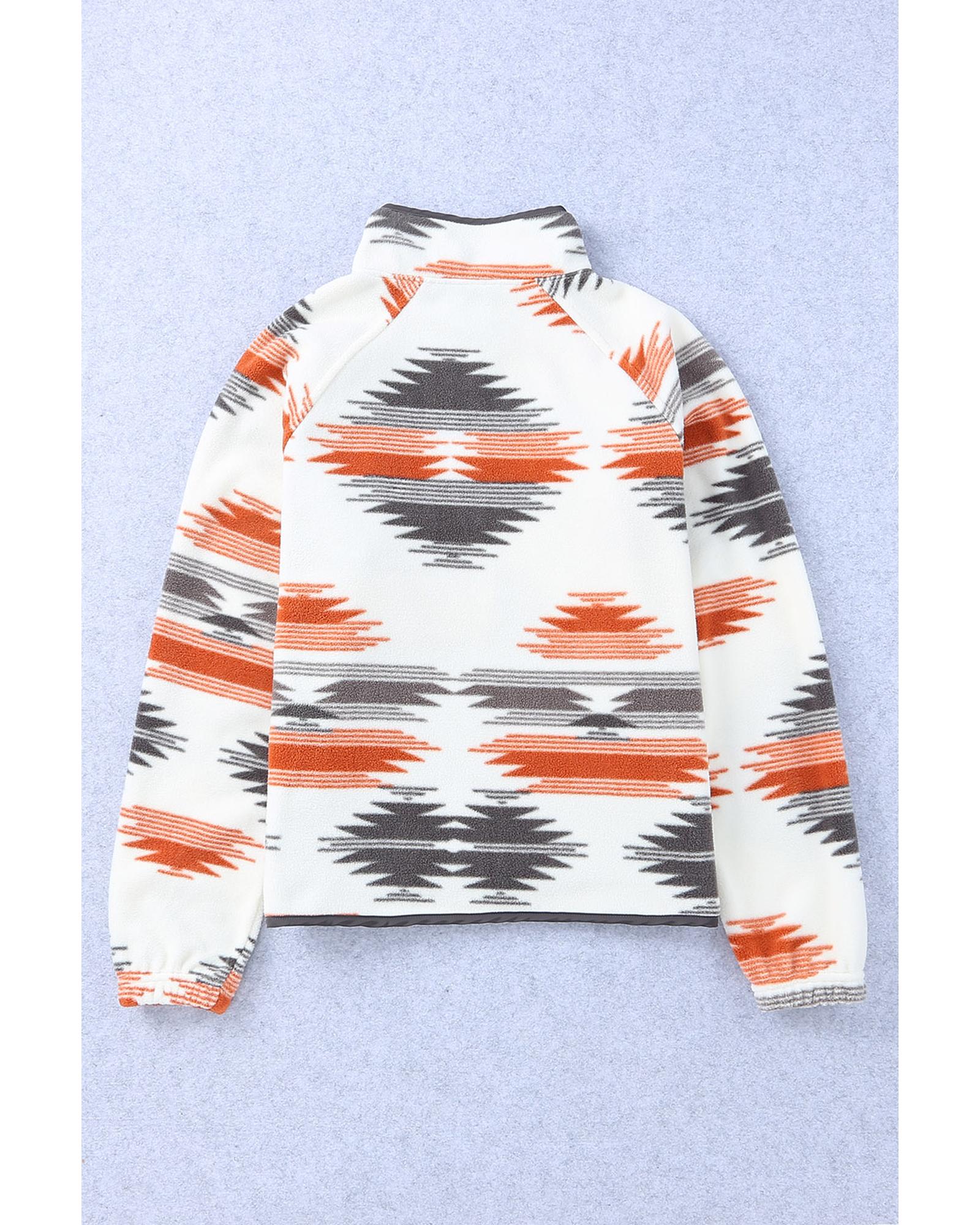 Gray Western Aztec Snap Buttoned Fleece Jacket - 2XL 7