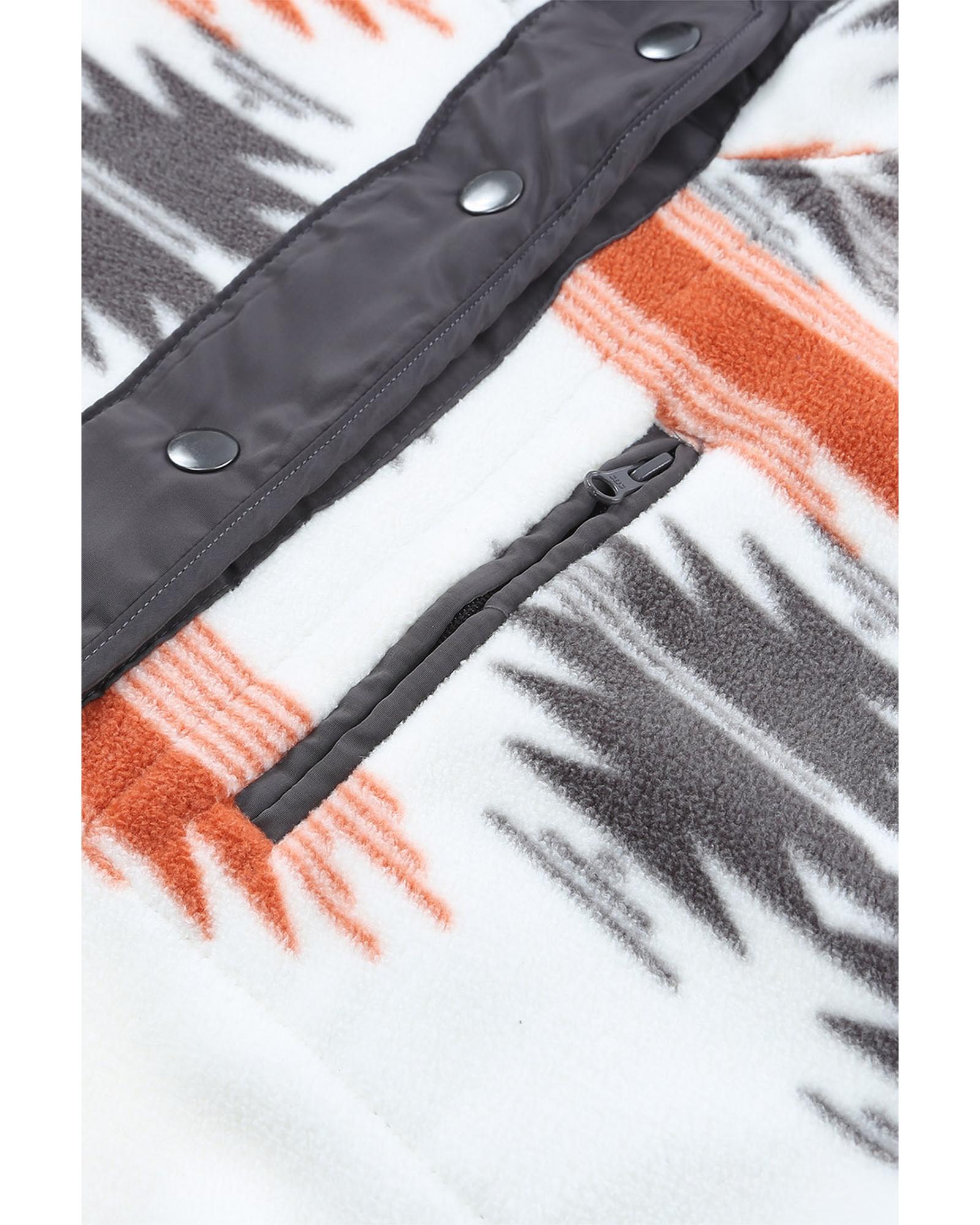 Gray Western Aztec Snap Buttoned Fleece Jacket - XL 3