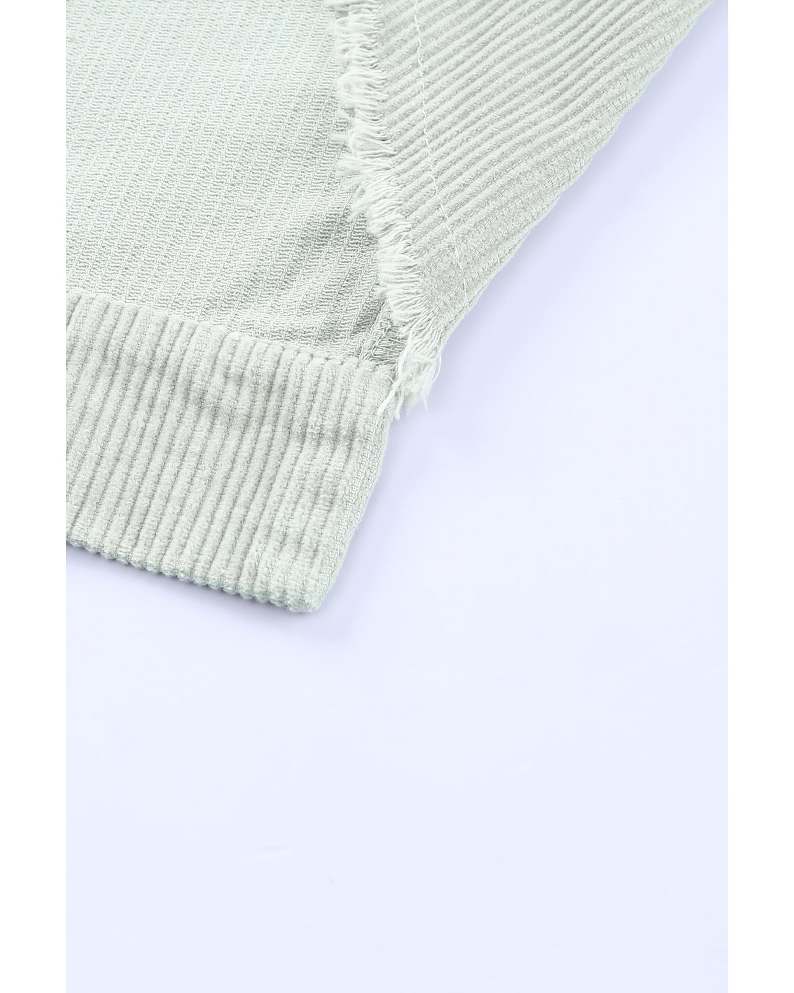Sky Blue Raw Hem Flap Pockets Cropped Corduroy Jacket - M 8