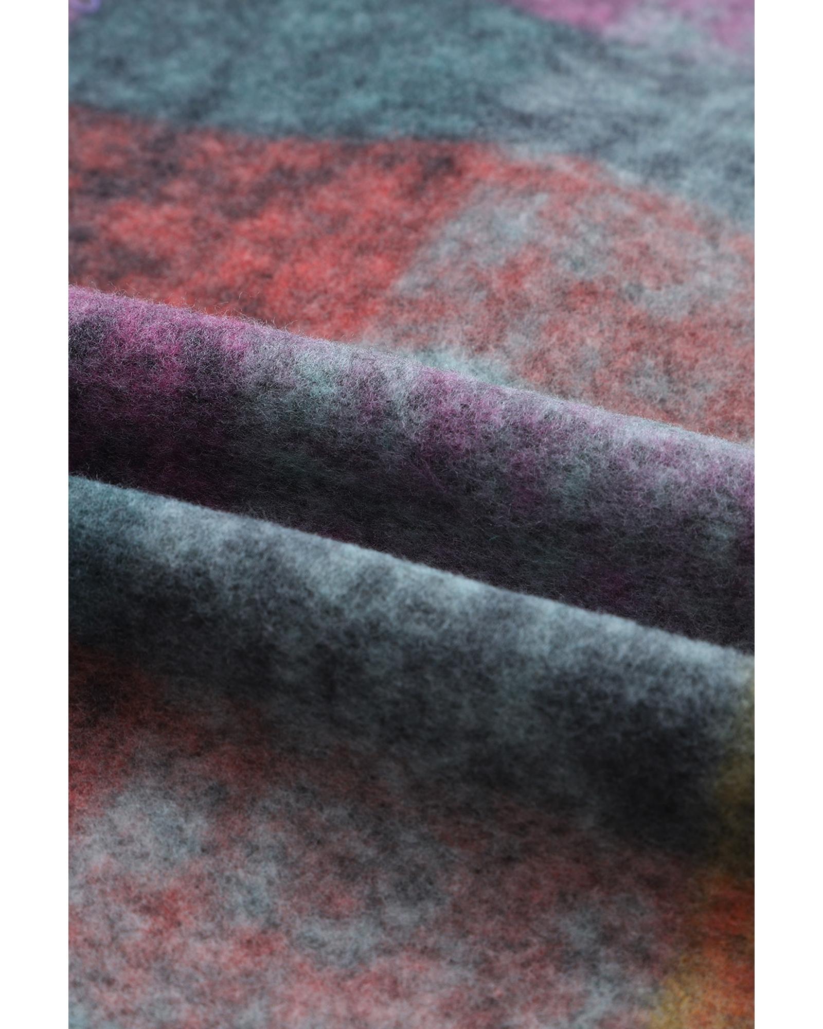 Multicolor Brushed Checked Western Buttoned Jacket - M 7