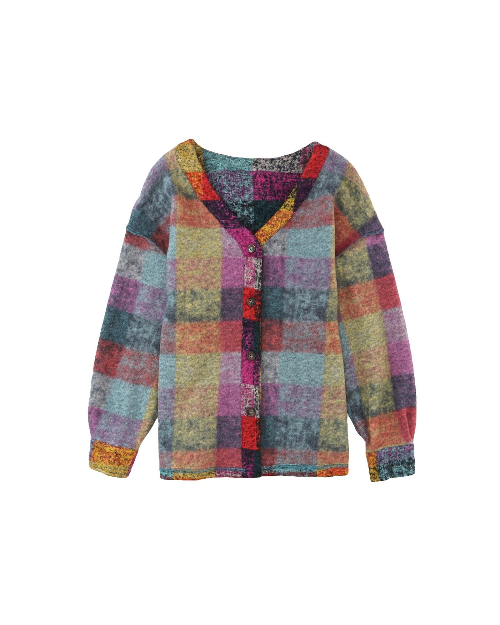 Multicolor Brushed Checked Western Buttoned Jacket - S 4
